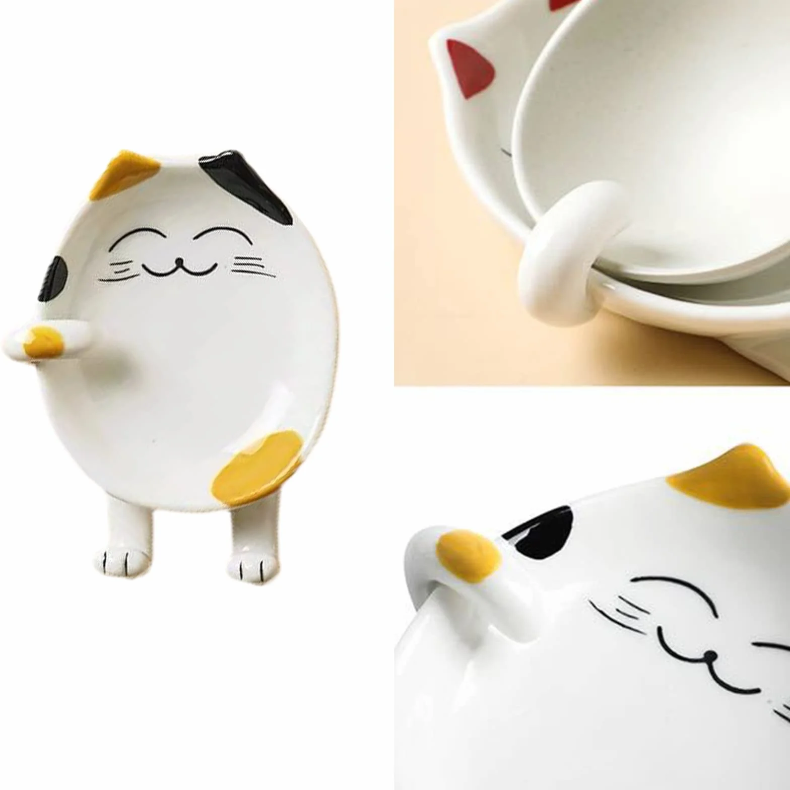 Soporte para Cuchara Cerámica Diseño Animales, Cuchara de Cerámica para Estufa, Resto de la Cuchara, para Decoración de Cocina, Hotel de Decoración de Mesa (Amarillo)