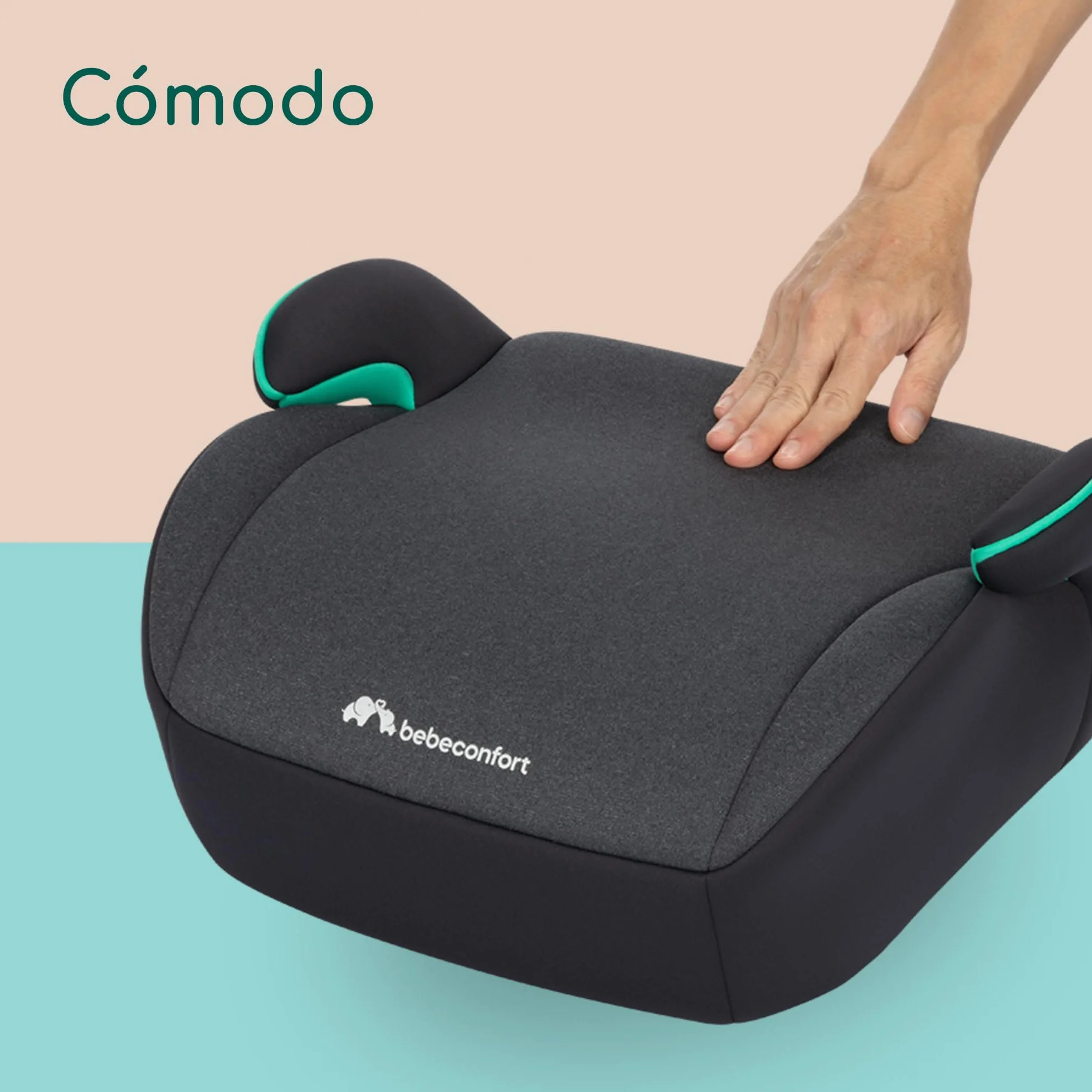 Bebeconfort Manga i-Safe Asiento Elevador Coche 6-12 Años 128-150 cm Silla Coche Compacto Ligero Fácil Instalación Cinturón Acolchado Tinted Black