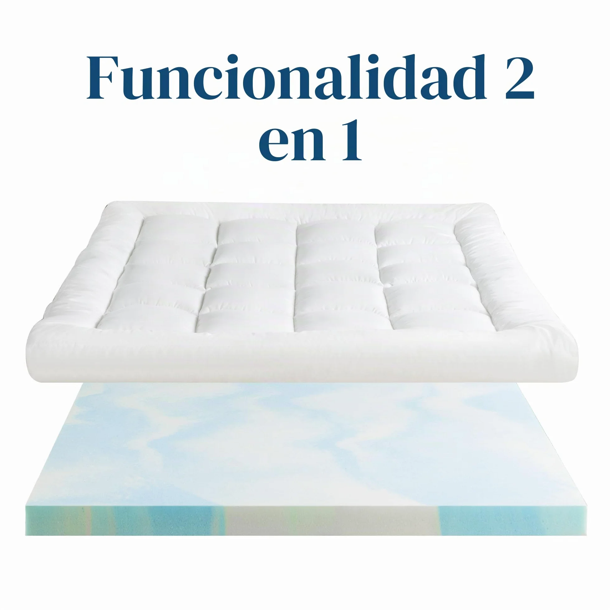 Zinus Topper de Espuma viscoelástica, 140 x 200 cm, 10 cm de Grosor, diseño de celda Abierta, Certificado Oeko-Tex, Transpirable y ortopédico, Comodidad ergonómica, dureza Media, Color Blanco