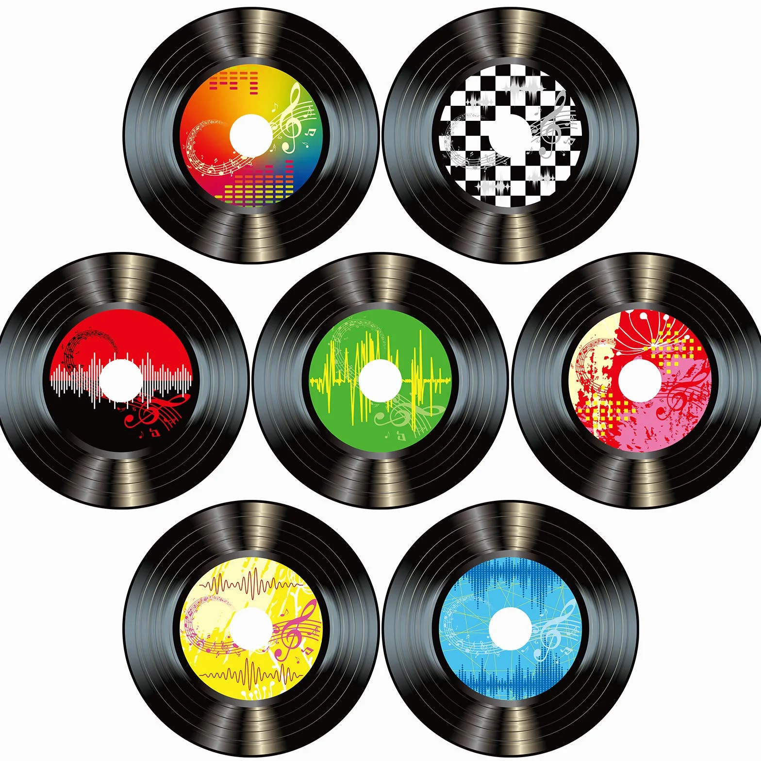 35 piezas 17,8 cm años 50 Rock and Roll música fiesta decoración papel discos de vinilo de colores cortes para fiestas temáticas años 50 decoración pared signos para suministros fiestas musicales