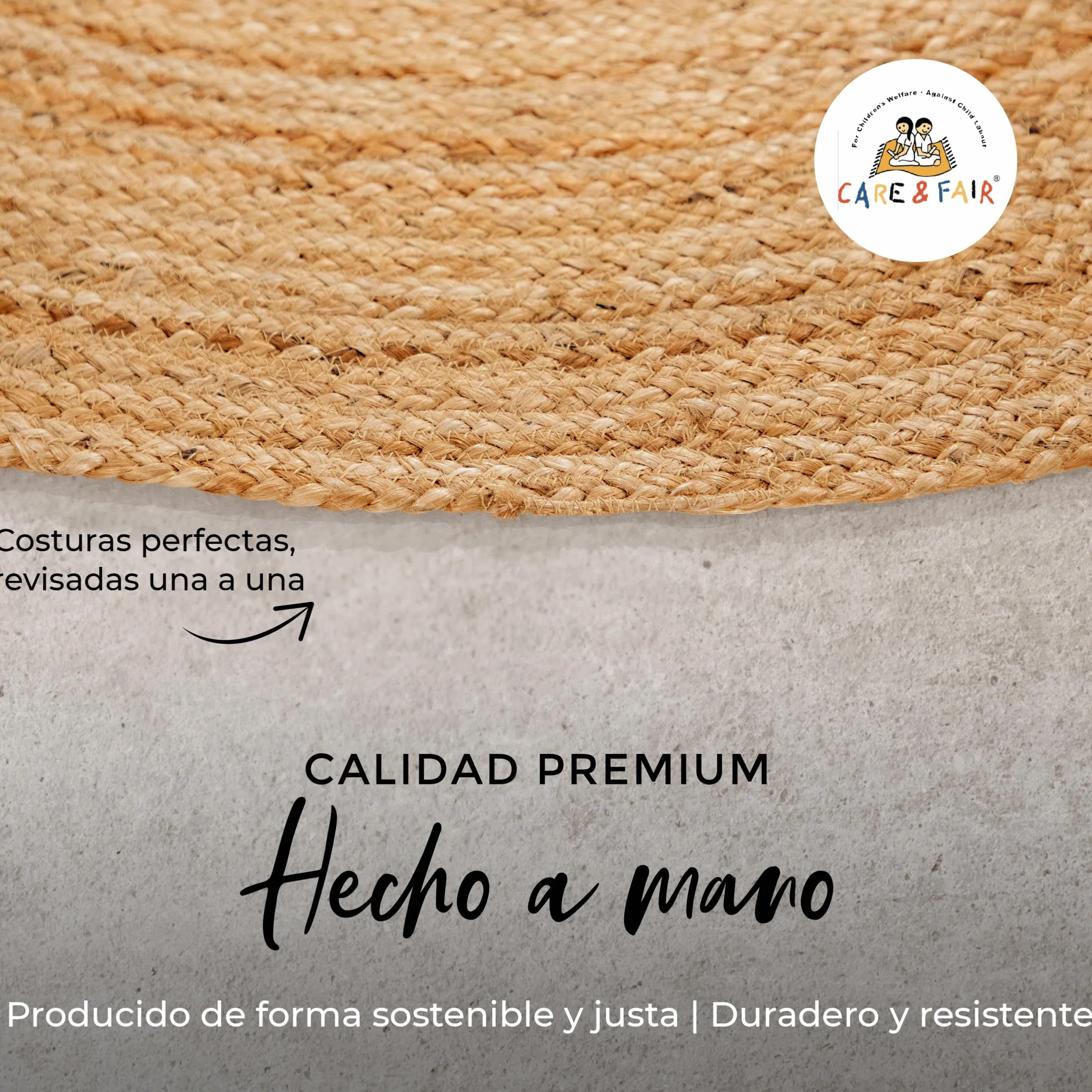 carpetfine Alfombra de Yute Nele Redonda Color Natural Beige Ø 90 cm Tejido a Mano con Yute | Alfombra Natural Moderna Uni Boho Tejido Plano Redonda para salón, Dormitorio, Pasillo y Cocina