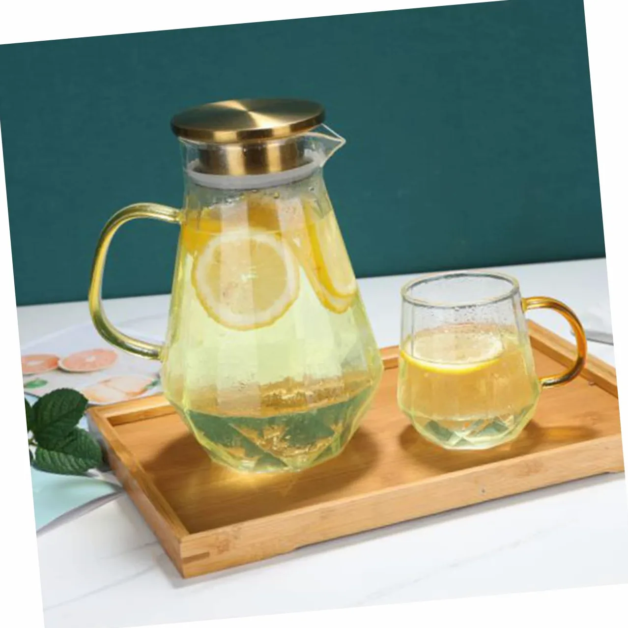 Jarra de Agua Helada 1500ml de Vidrio Borosilicato Tapa | Ligera y Portátil, Resistente al Calor, para Leche y Vino, Adecuado como Obsequio o Uso Diario en Casa