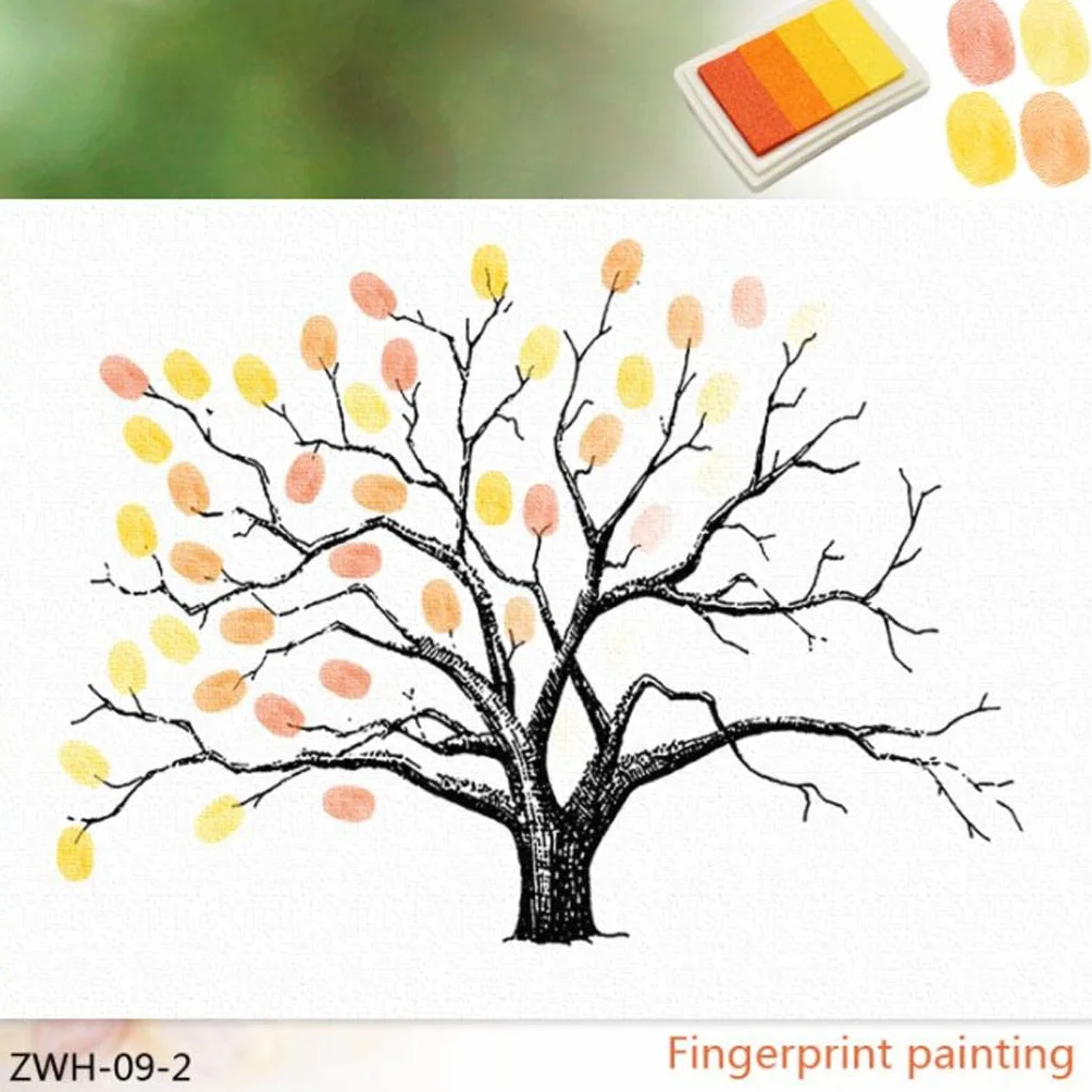 LOVIVER Boda, Huella de Digital, árbol, Pintura de, Firma de Bodas, Libro de, Amarillo, Individual