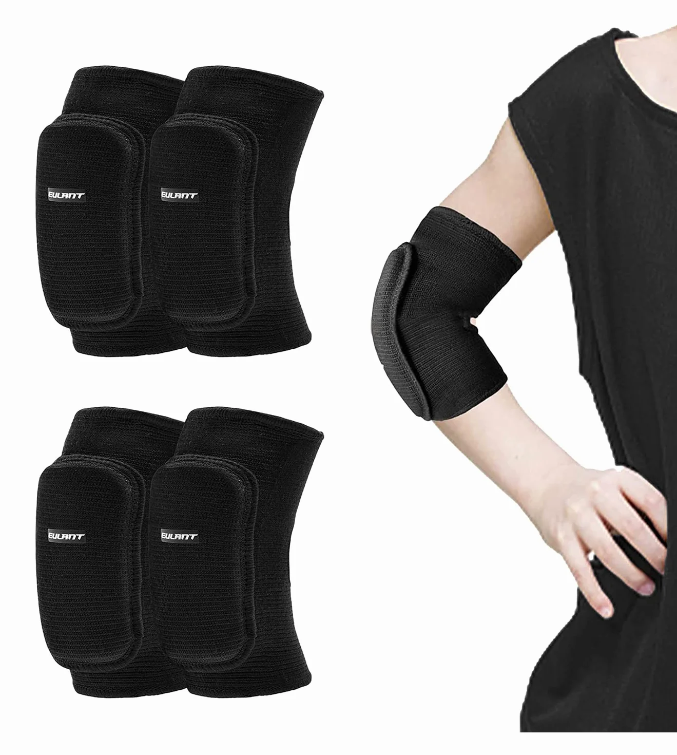 EULANT Coderas con Acolchada Elástico Protector Codo para Portero Deportes