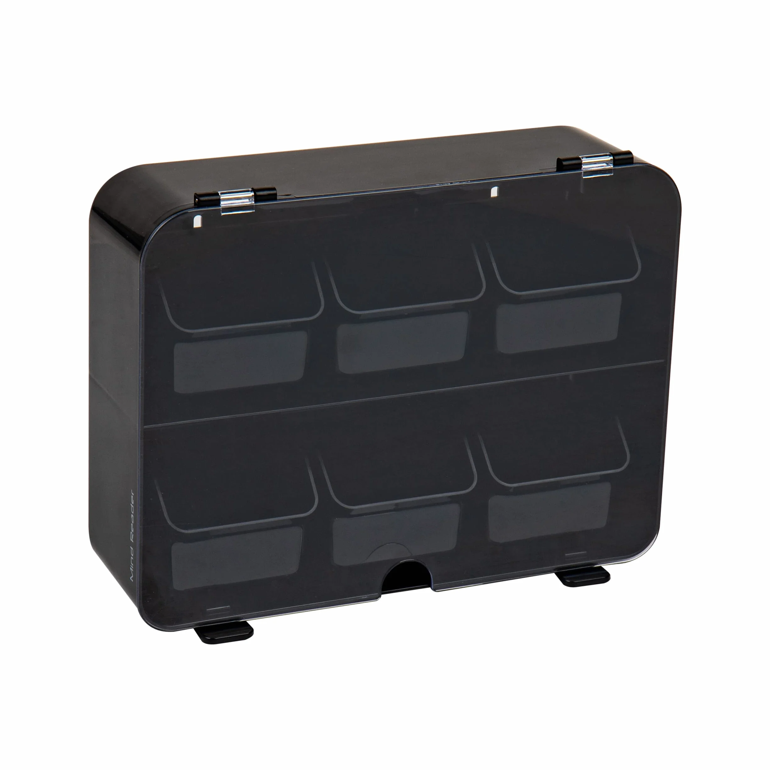 MInd Reader Foundation Collection, organizador de bolsas de té de 6 compartimentos, capacidad para 72 bolsas, cajones extraíbles, tapa transparente con bisagras, organizador de encimera, montaje en