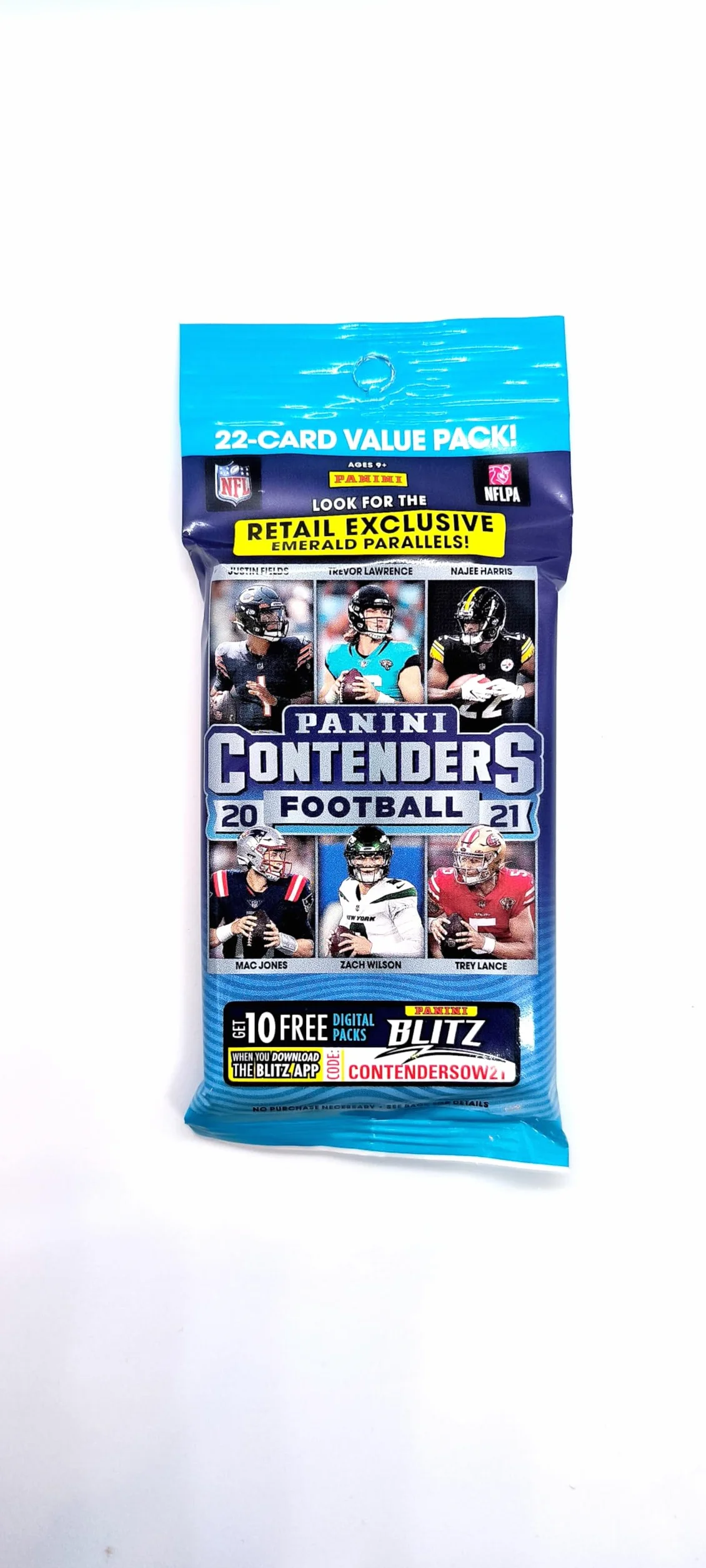 Panini NFL Contenders Football 2021 Paquete 22 Cartas Edición Exclusiva Paralelos Esmeralda