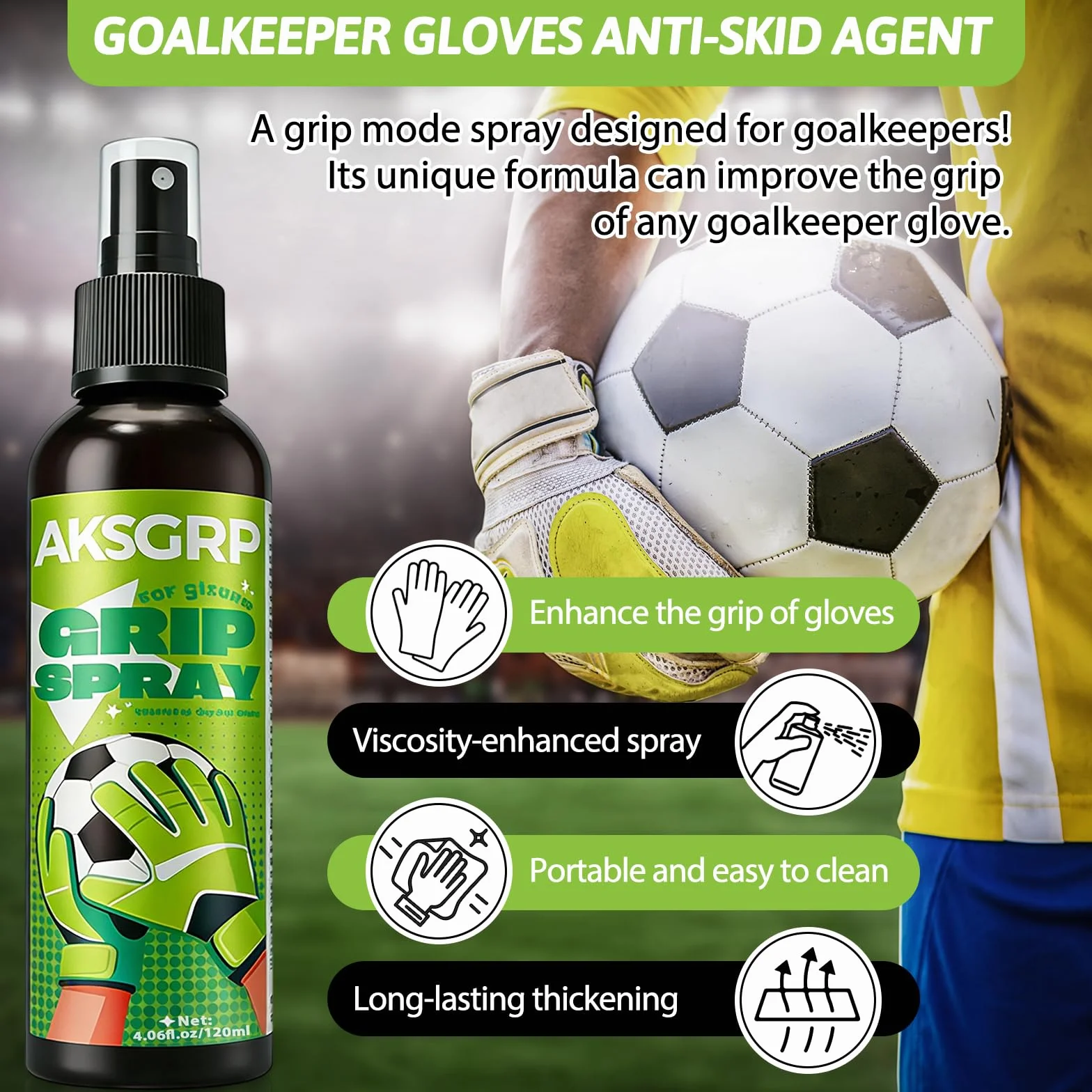 Spray Antideslizante para Guantes de Portero 120ml Mejora Agarre Fútbol