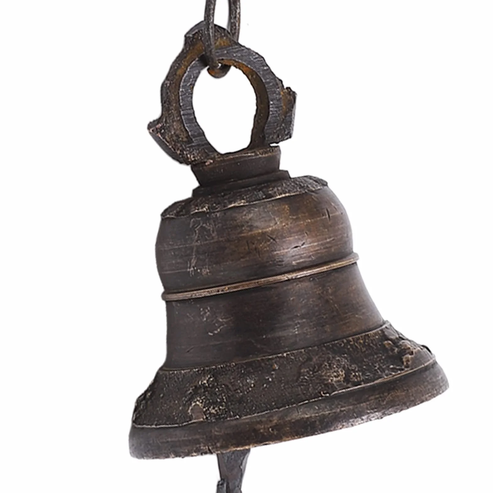 Campana de Cena de Cobre nepalí Hecha a Mano con badajo de Hierro Fundido, Campana Colgante de Gran Volumen para Puerta, Cerca o Pilar, carillón Decorativo para Cocina, casa de CAM
