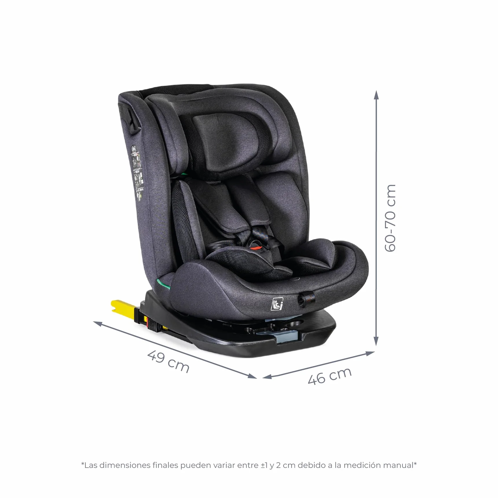 MS BabyWorld – CORFÚ – Silla de coche I-Size Grupo 0/1/2/3 | 40-150 cm | Isofix y Top Tether | Nacimiento a 12 años (0-36 kg) | A contramarcha hasta 18 kg | Giratoria 360º Universal