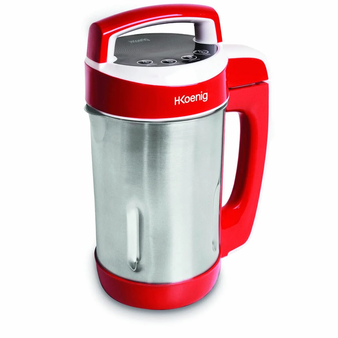 H.Koenig Sopera Eléctrica y Licuadora, Máquina para Hacer Sopas, Batidos, o Compotas, 1.1 litros, 850 W, 4 Programas, Acero Inoxidable, Rojo MXC18, plástico