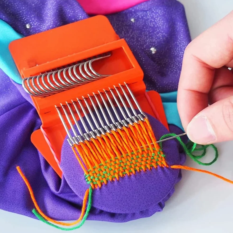 Mini Herramienta de Tejido Tipo Speedweve de Telar de Zurcir, Kit de Telar Pequeño para Principiantes, Reparación Rápida de Jeans, Reparación de Agujeros, Artes de Tejido DIY