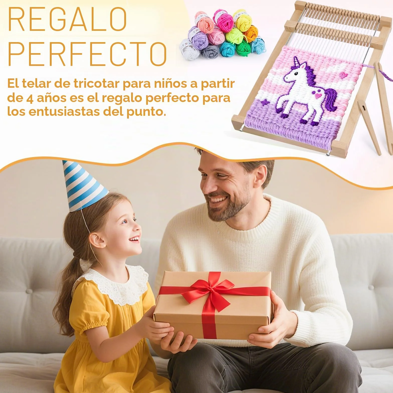 BSTDAYEVER Marco de Telar para Niños Marco Tejer Niños 19x29cm Kit Maquina de Tejer Madera Contiene 12 Hilos de Colores para Principiantes y Niño