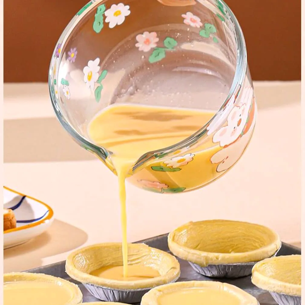 XMING Taza medidora de vidrio con escala y asa for taza de leche doméstica, taza de leche de soja for desayuno en microondas (Color : B)