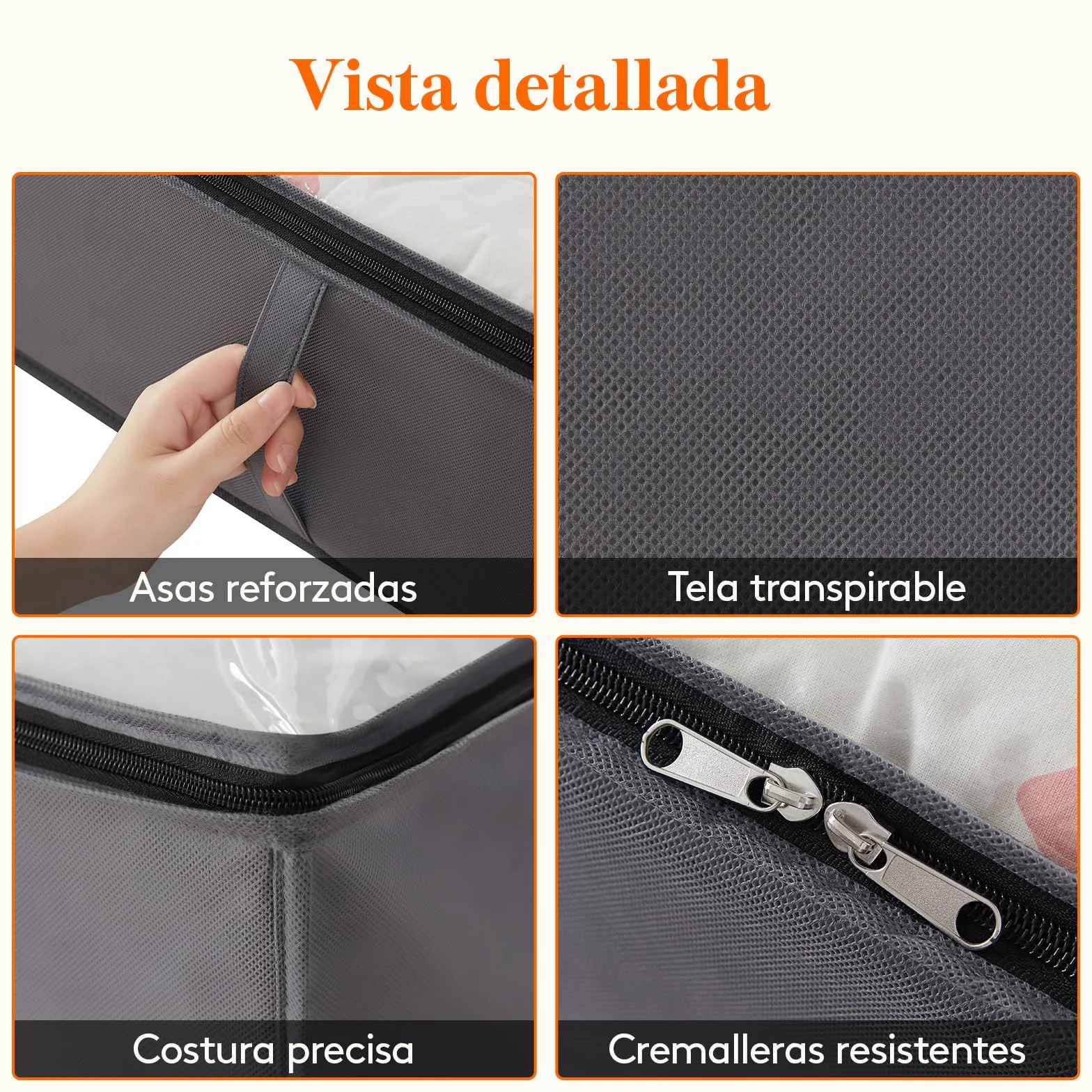 Lifewit 4 Piezas 40L Bolsas para Guardar Ropa Bajo la Cama, Cajas Almacenaje para Mantas, Gran Capacidad con Asas Reforzadas, Organizador Armario para Mantas, Hojas, Gris