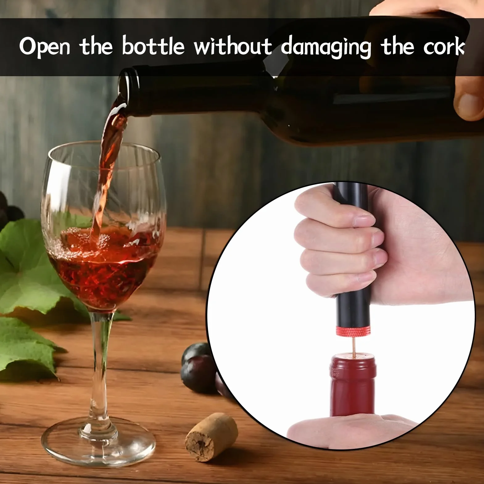 vcsjw Abridor de vino de presión de aire 2 en 1, abrebotellas de vino, sacacorchos de aire comprimido, abrebotellas de vino, bomba de aire portátil para bolsas de viaje, para el hogar, restaurante,