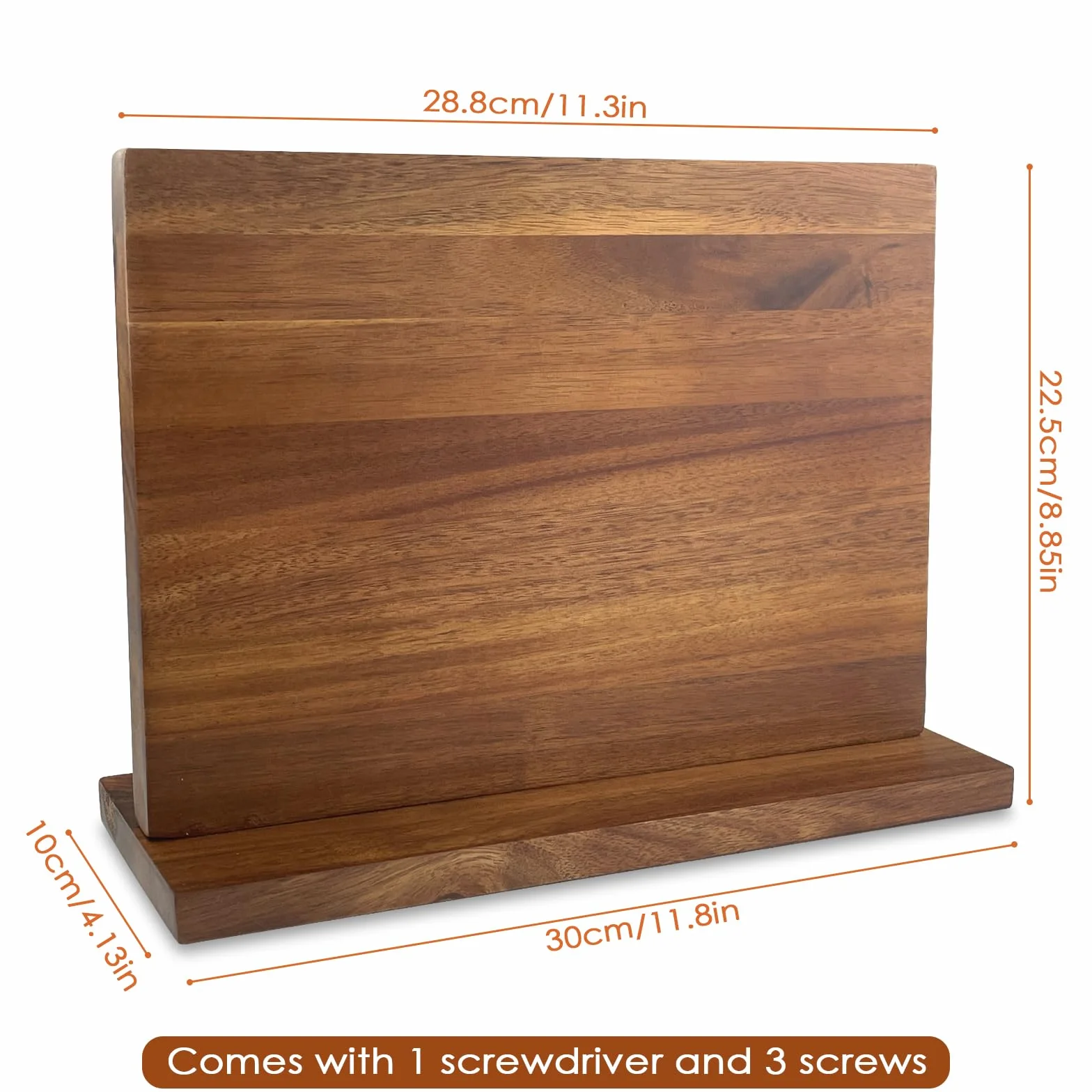 Iman Cuchillos de Cocina, Soporte Magnético Doble Cara de Acacia, Base Antideslizante Ahorro Espacio