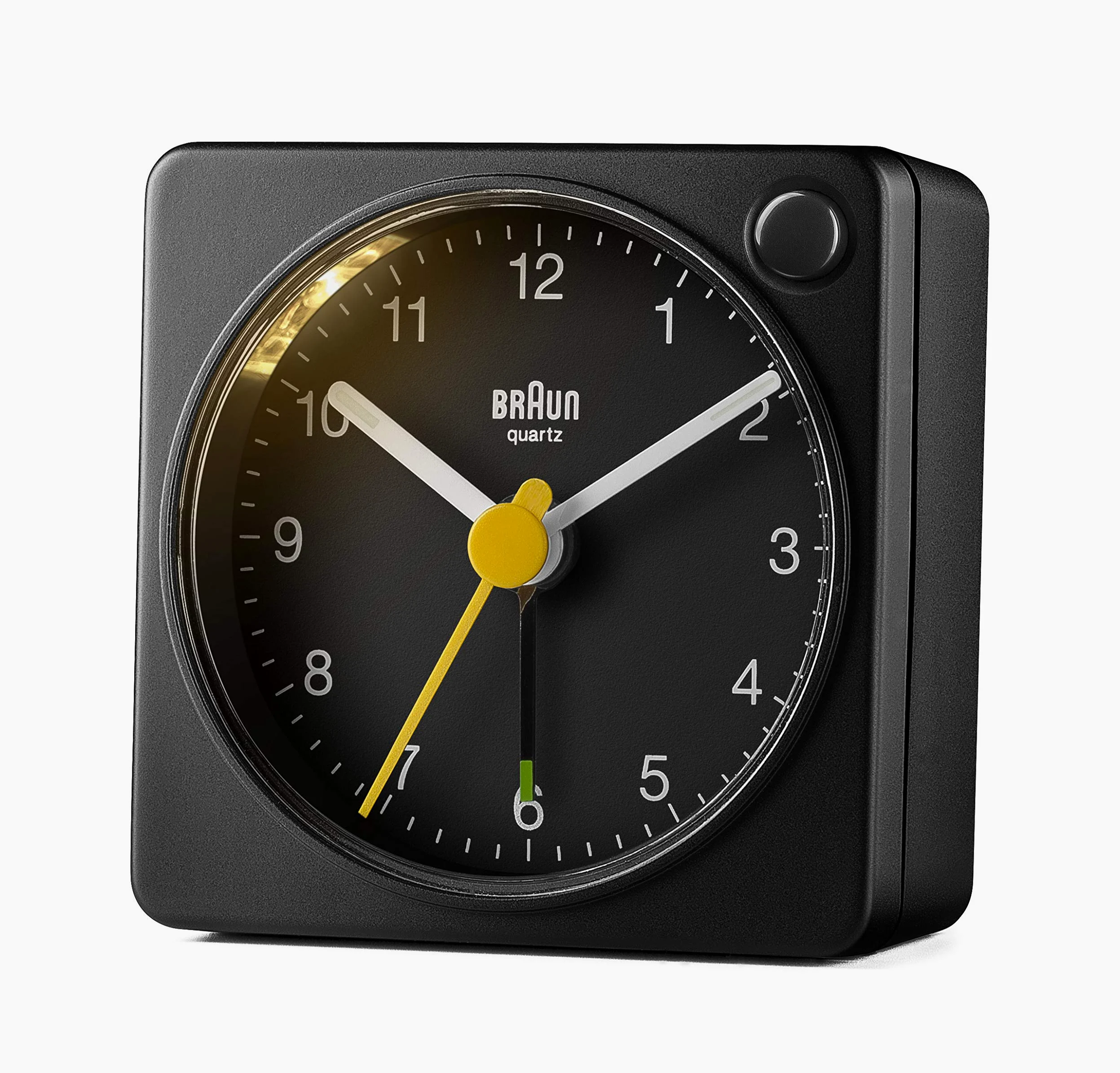 Braun BC02XB Classic Analog Travel Alarm Clock with Snooze and Light, Compact Size, Quiet Quartz Movement, Crescendo Alarm, Black