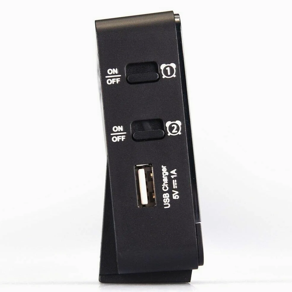 Riloer Reloj despertador de proyección, reloj inteligente digital de techo con temperatura y cargador USB, pantalla digital grande, repetición, temporizador de sueño, ajuste de 12/24 horas para