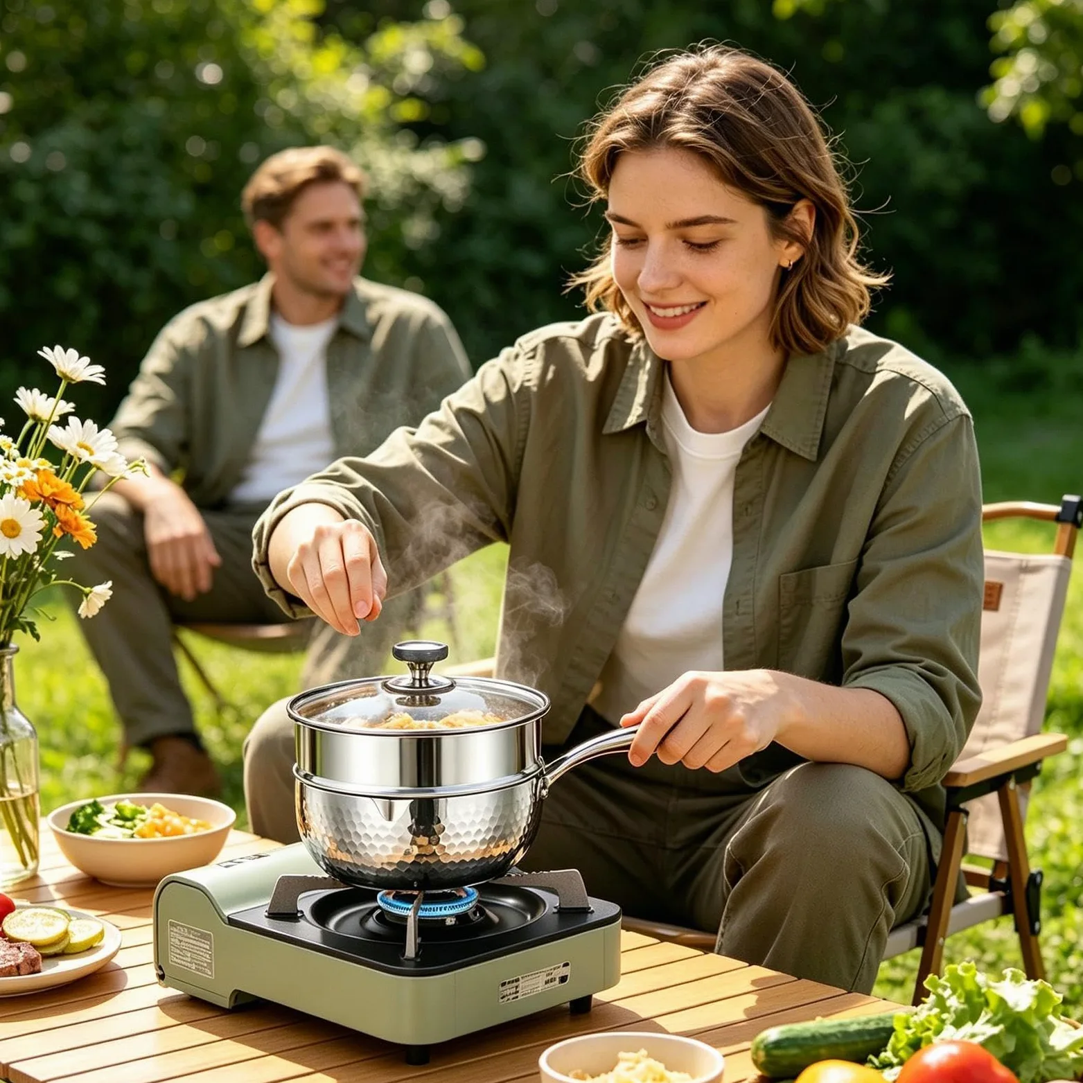 Cazo De Salsa Recipiente de Acero Inoxidable con Asa y Pico Vertedor | Cazo Pequeño Para Vapor Y Salsas Para Cocinar En Casa: Freír, Hervir, Cocer A Fuego Lento, Sopas Y Comidas Saludables