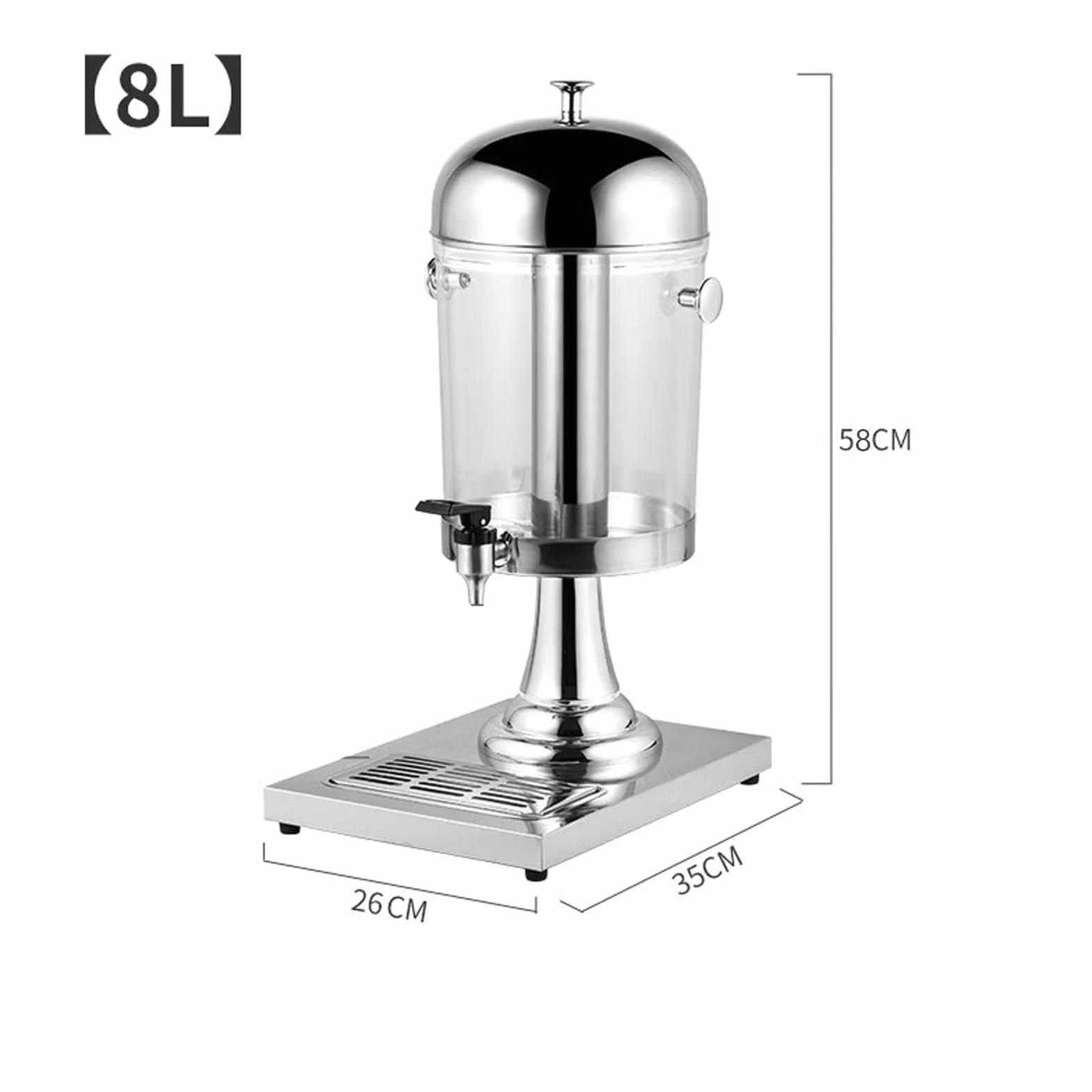 Dispensador de bebidas de 8 L con espiga y bandeja de cámara de hielo, dispensador de bebidas de acero inoxidable y plástico para fiestas y eventos, ideal para zumos y bebidas frías