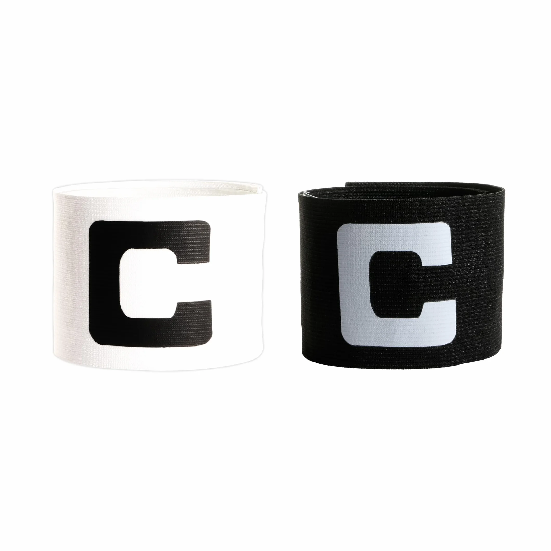 Brazalete de Capitán de Fútbol Adulto Blanco y Negro - 2 Cintas