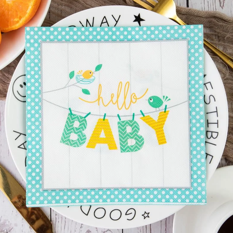 Servilletas Papel Azul, Amarillo Y Blanca Desechables Servilletas Decoupage Cocktail Cumpleaños 2 Capas Toilet Papel Higienico Decoración de Mesa para Bodas,Fiesta en el Jardín 30 Paquetes(33x33cm）