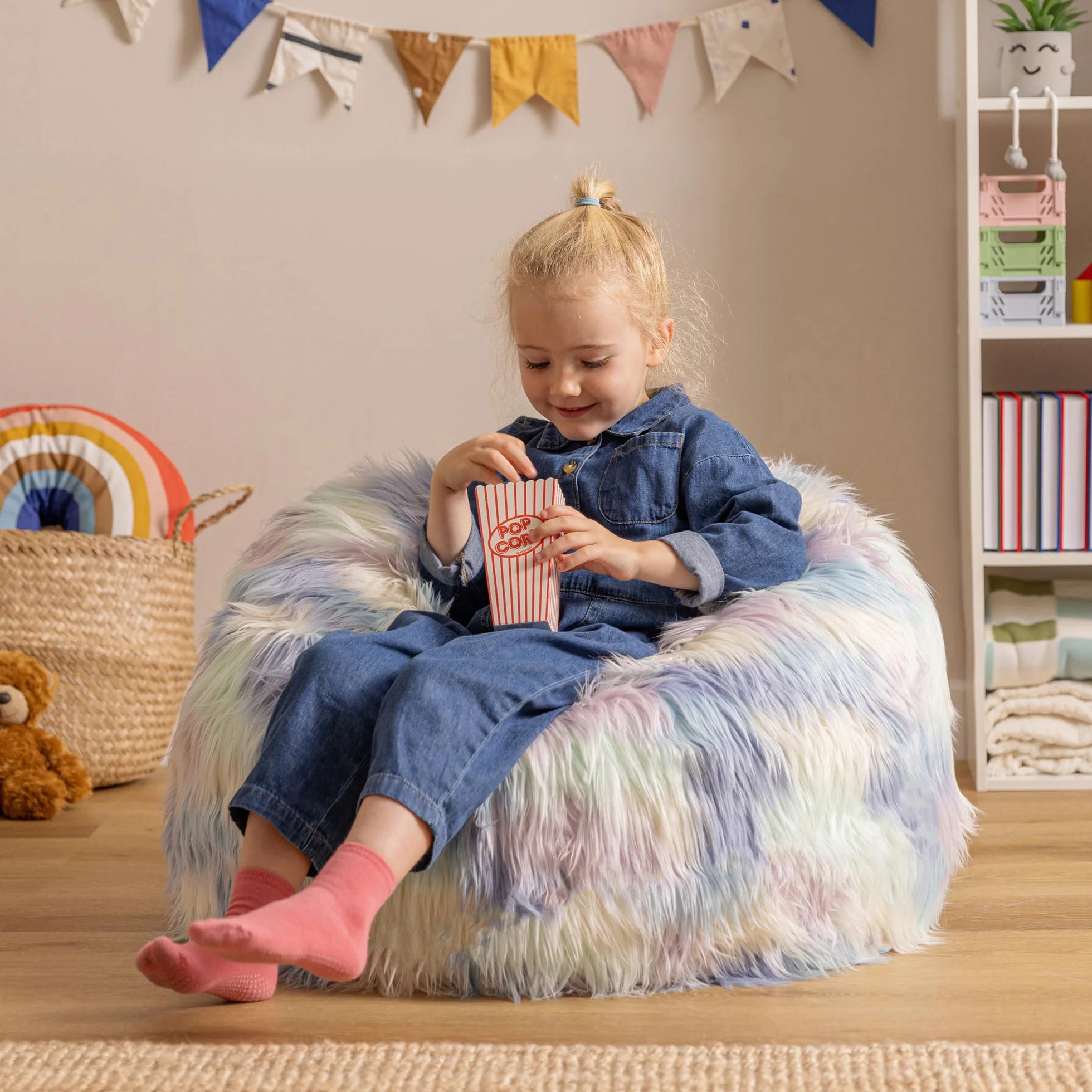 Icon Clásico Puff Infantil, Suaves y Cómodos Tela Piel Sintética Esponjosa, Puff con Relleno Includio, Sillas Infantiles, Sillon Niños Infantil para Decoracion Habitacion Niña o Niño, Unicornio