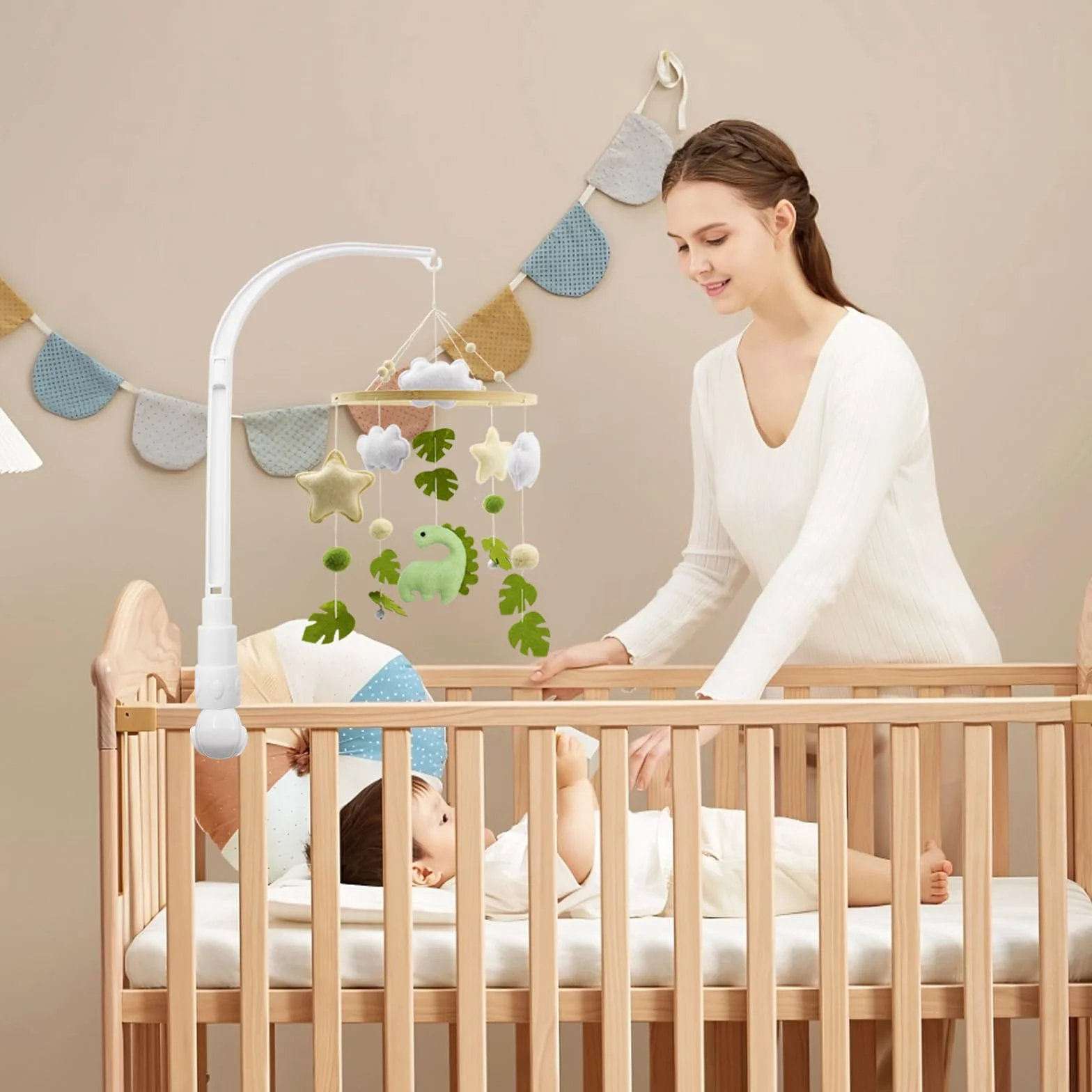 AolKee Baby Mobile Hanger 58cm abnehmbare verstellbare Halter Krippe weiß