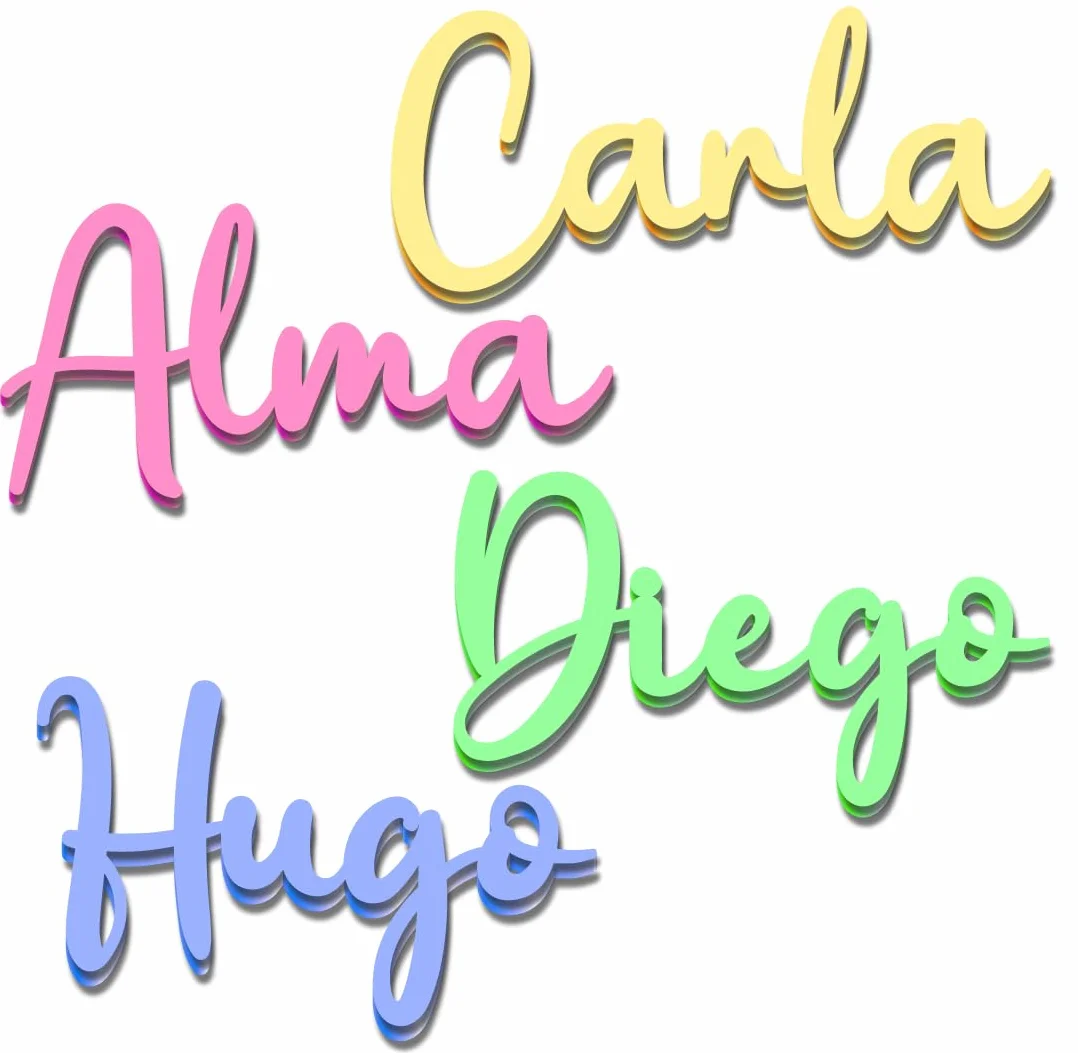 Letras Decorativas Personalizadas 15/20/25 cm para Habitación Infantil, Bautizo o Baby Shower