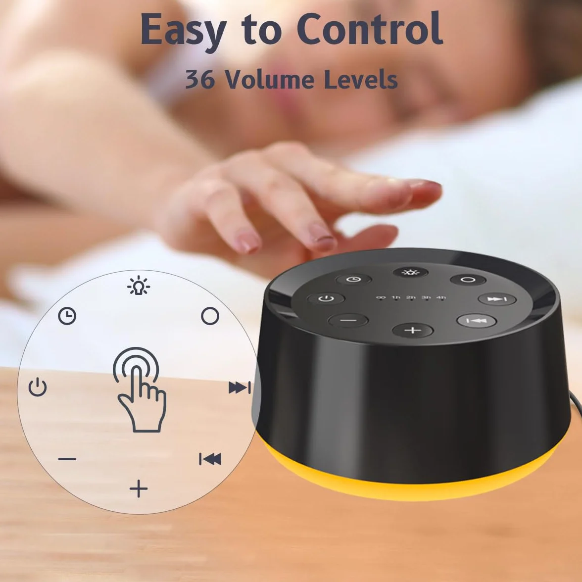 Máquina de sonido con 30 sonidos relajantes, 12 colores, luz nocturna, 36 niveles de volumen, función de memoria