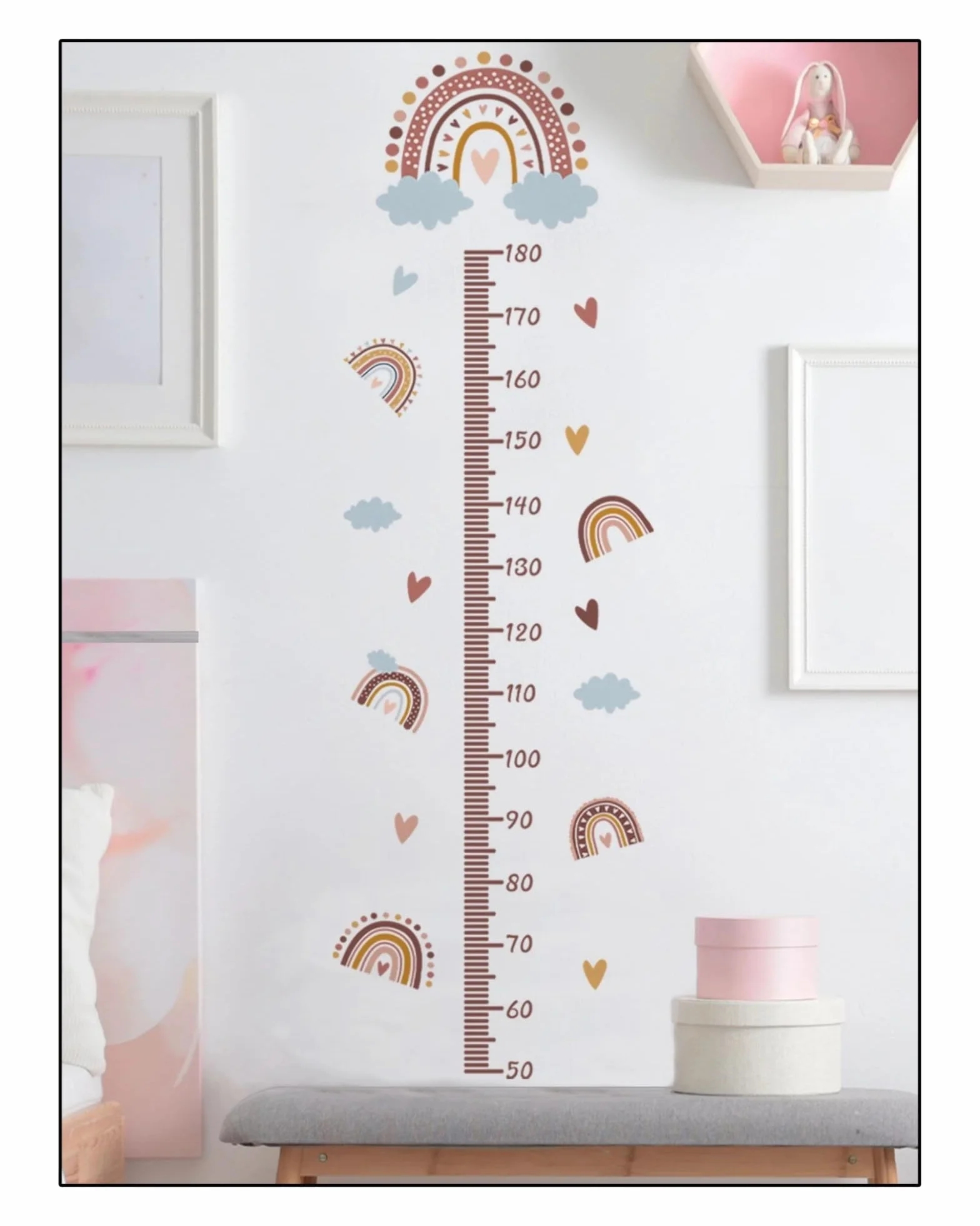 Pegatina Decorativa para Pared Regla Adhesiva de Vinilo Medir Crecimiento Infantil 180cm