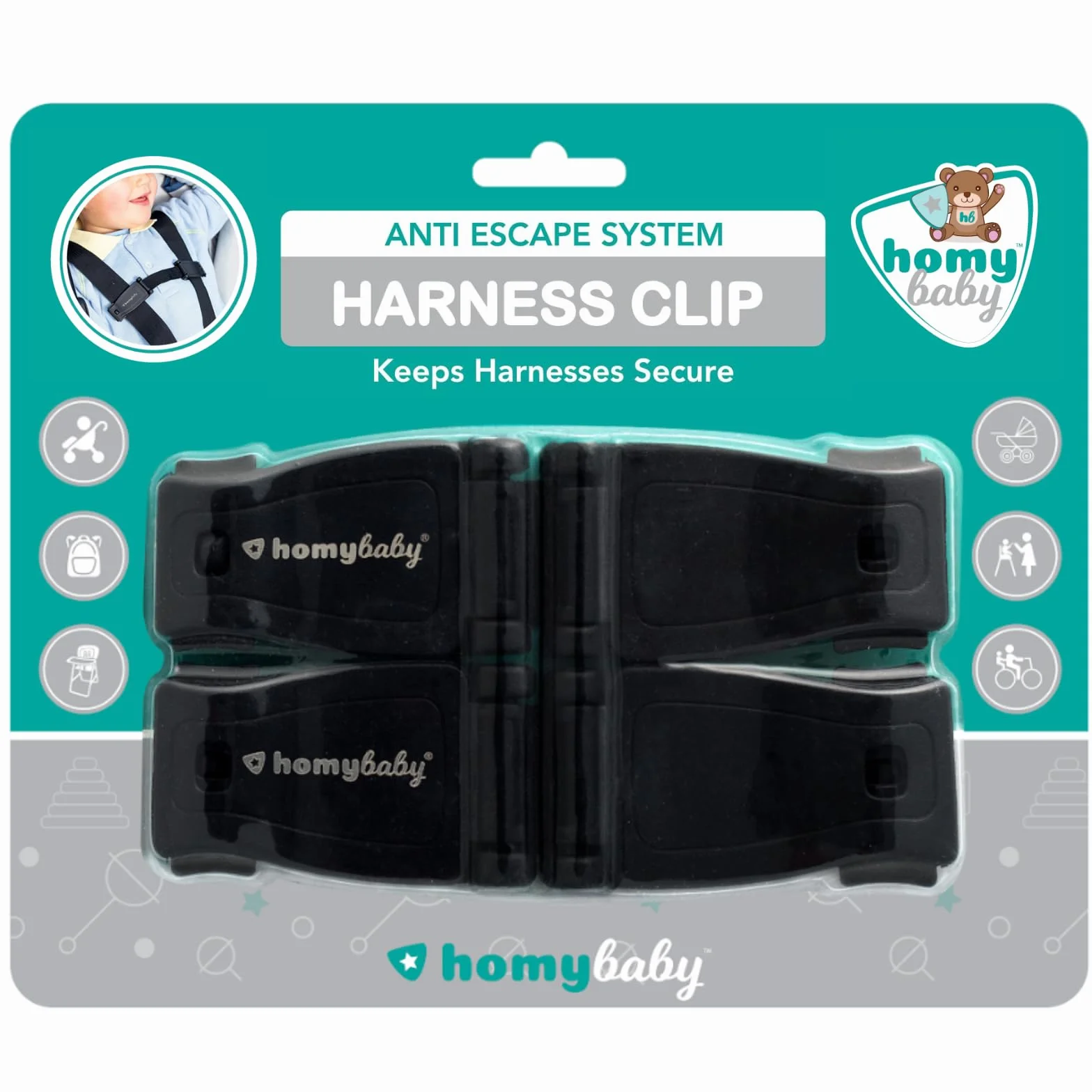 HOMYBABY® Hebilla para Silla de Bebé - Clip Antiescape para Arnés Infantil