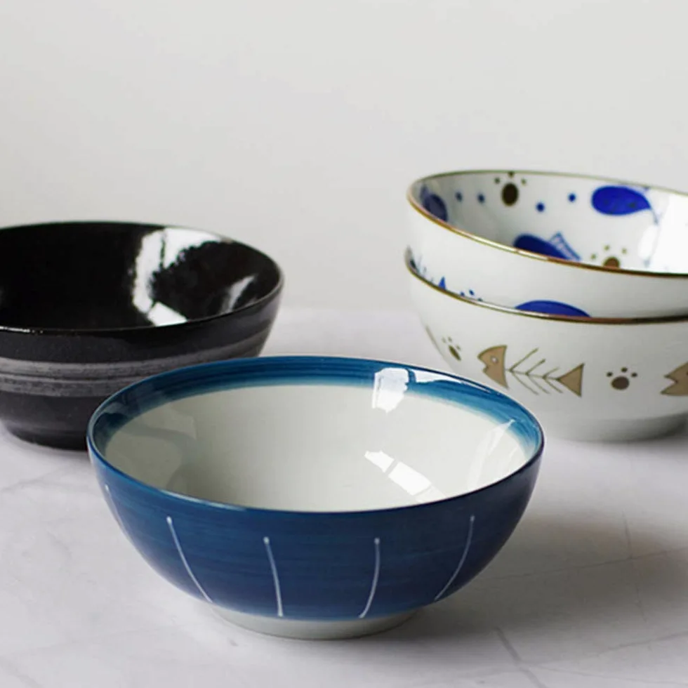 Cuencos de cerámica para Cereales, Cuenco de arroz japonés, Cuenco para Ensalada, Cuenco de Porcelana para Servir, Cuenco para Ramen, Cuenco para Sopa y Aperitivos