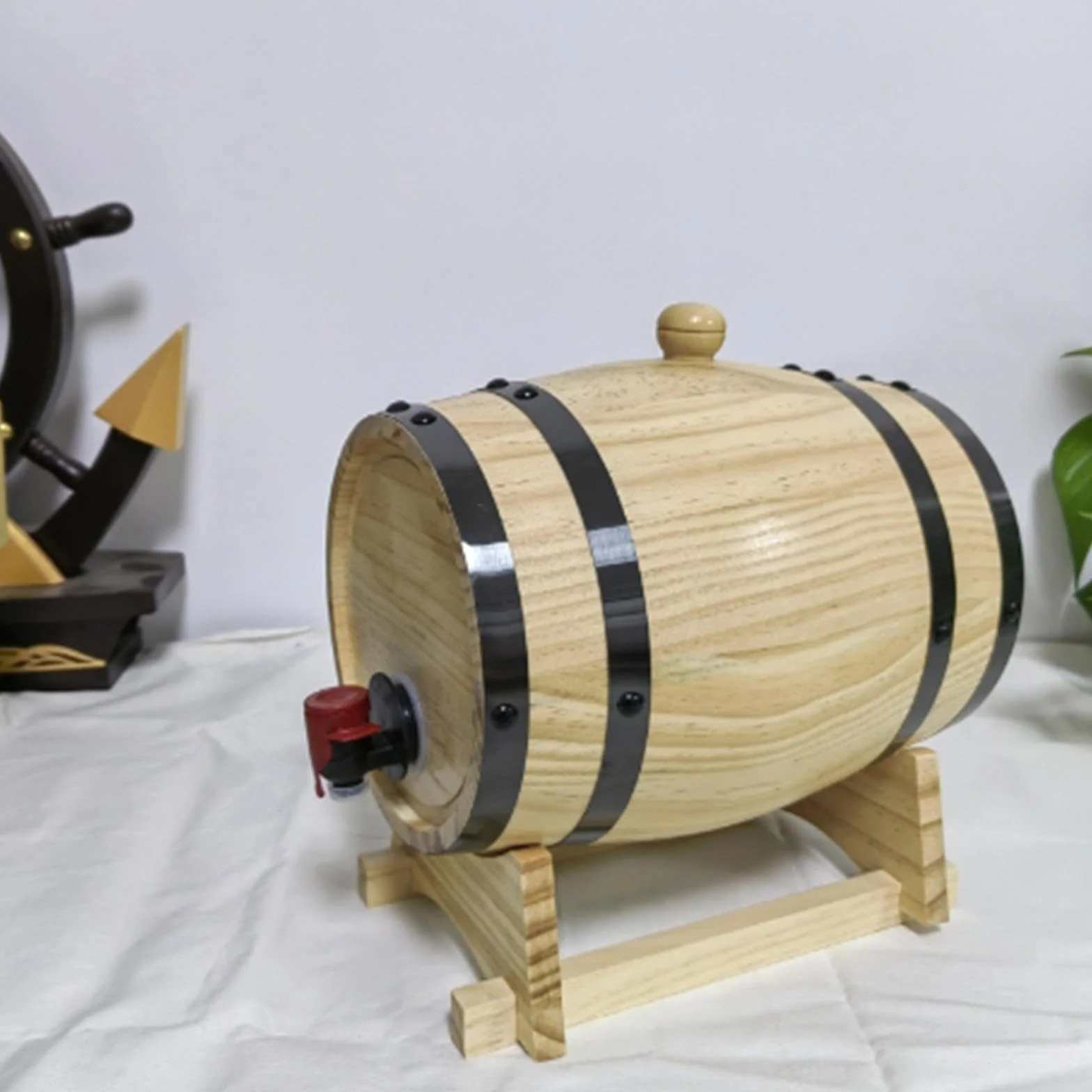 MagiDeal Barril de Vino de Madera de 1L/1,5 l/3L, Barril de Cerveza de Gran Capacidad, Barril de envejecimiento de Roble, Barril de Whisky, Barril de, 3L