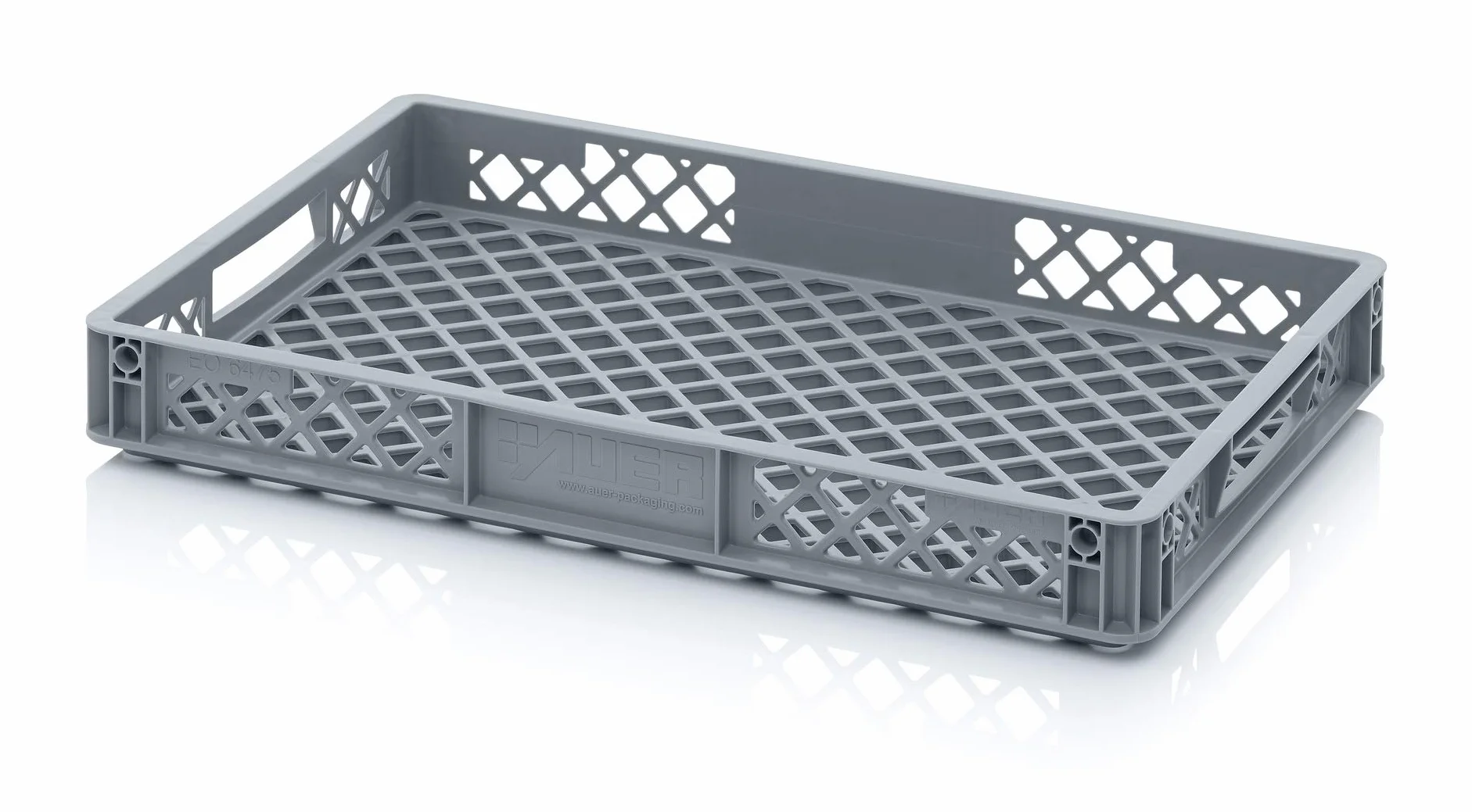Auer Euro Contenedor perforado EO 64/75 caja de panadería 60 x 40 x 7,5 cm caja de almacenamiento y transporte apilable Eurobox cesta de alimentos cesta panadero de plástico PE HD apto para alimentos