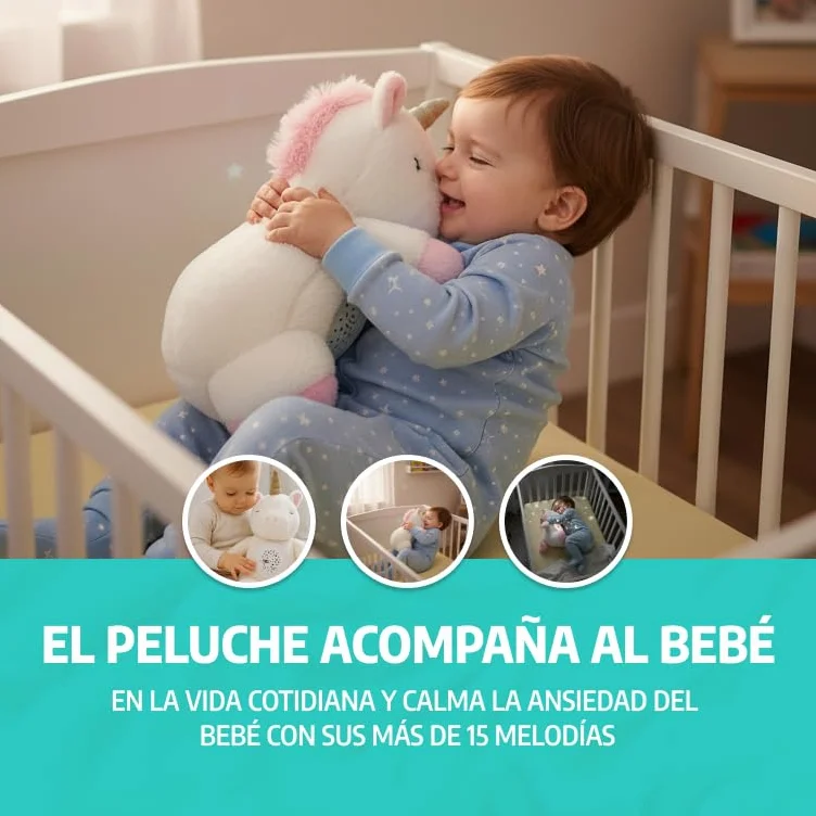 Peluche con Ruido Blanco bebé 15 melodías relajantes luz Nocturna proyector Estrellas Ayuda Dormir Regalo recién Nacidos Baby Shower