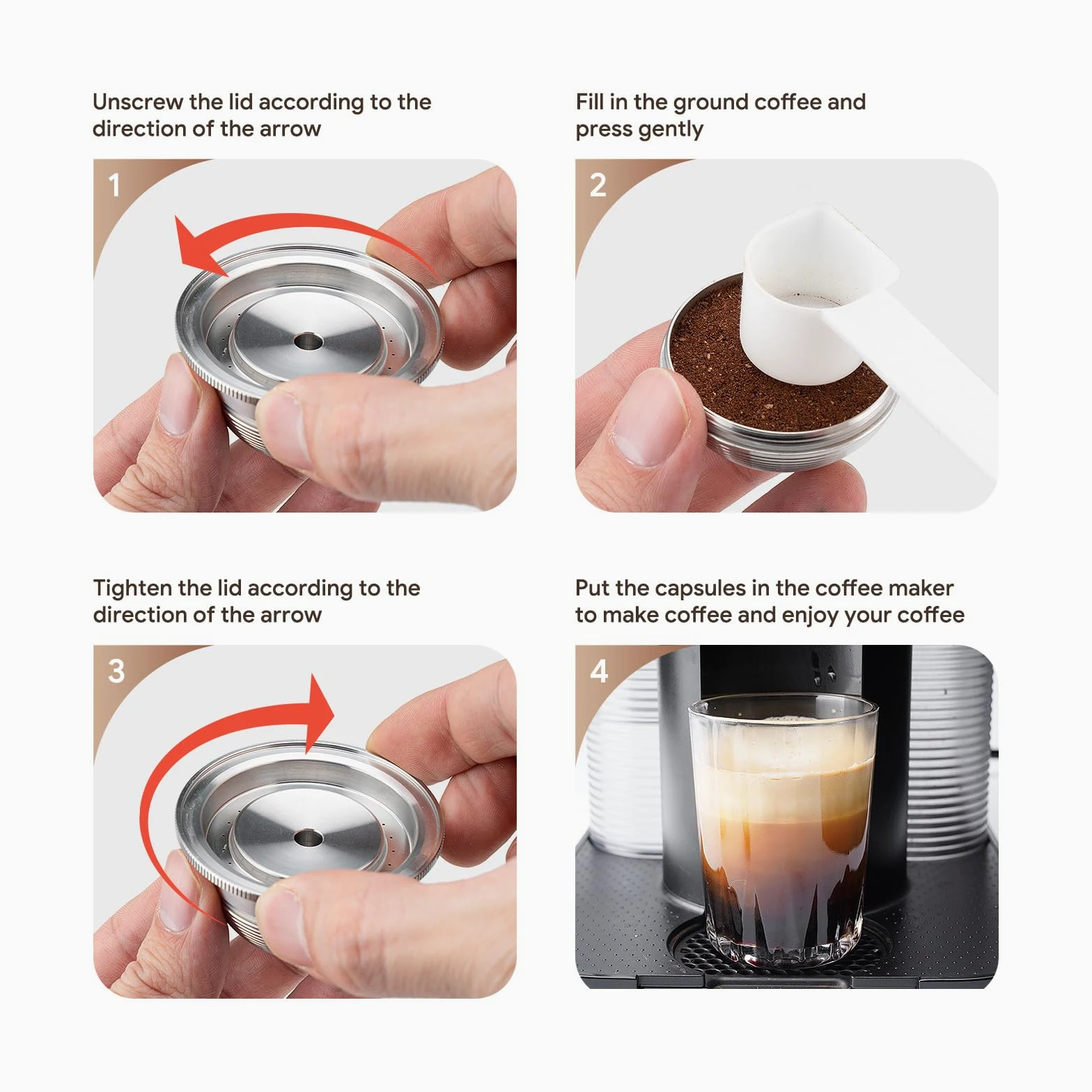 Cápsula de café reutilizable de acero inoxidable de 150 ml, compatible con Nespresso Vertuoline GCA1 y ENV135, filtro de cápsula de café recargable, tamaño expreso