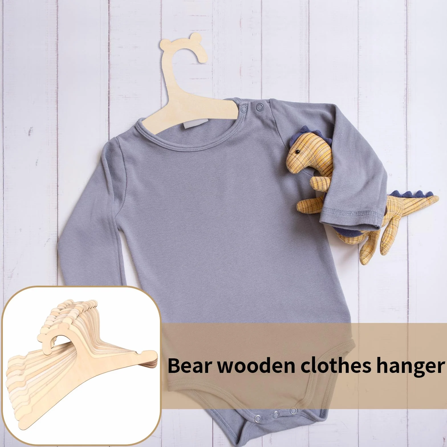 Percha Creativa de Madera para Ropa de Niños, Bebé y Muñecas - 20 Piezas