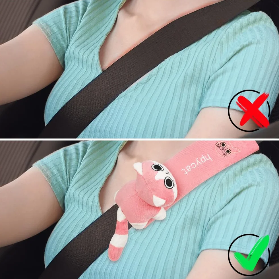 URAQT Almohadillas Cinturon Coche Niños, 2pcs Protector Cinturon Coche, Almohadillas para Cinturón de Seguridad de Viaje, Funda Cinturon Coche para Adulto Niños para Protegen Hombro Cuello