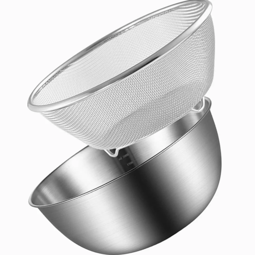 Healeved Colador De Acero Inoxidable Cuenco De Limpieza Ideal Para Arroz Frutas y Verduras