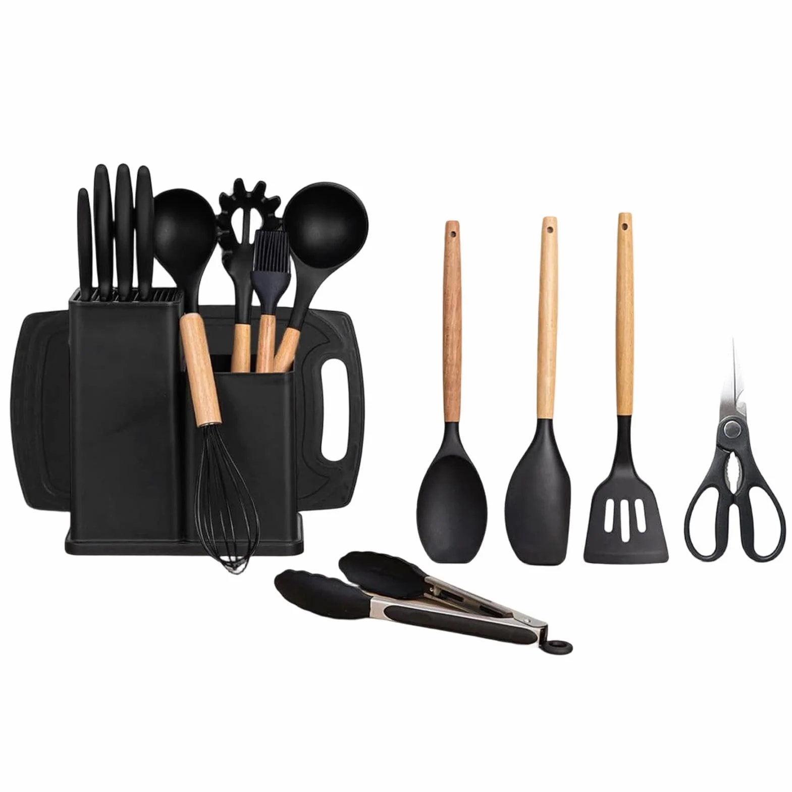 Juego De Utensilios De Cocina Kit 19 Piezas En Silicona Antiadherente | Juego De Cocina Con Utensilios Para Interior Casa Mostrador Encimera Apartamento Familia Doméstico