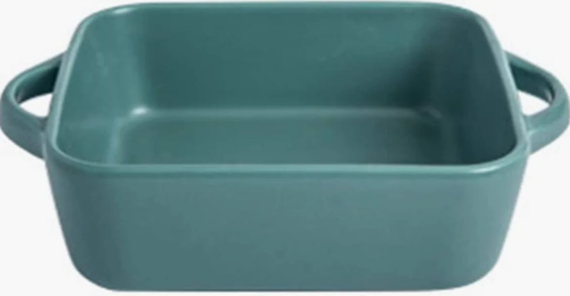 YXSH Bandeja Rectangular Cerámica de gres Fuente para Horno,Ideal para Lasaña Pastel Cazuela Tapas -Dark Green