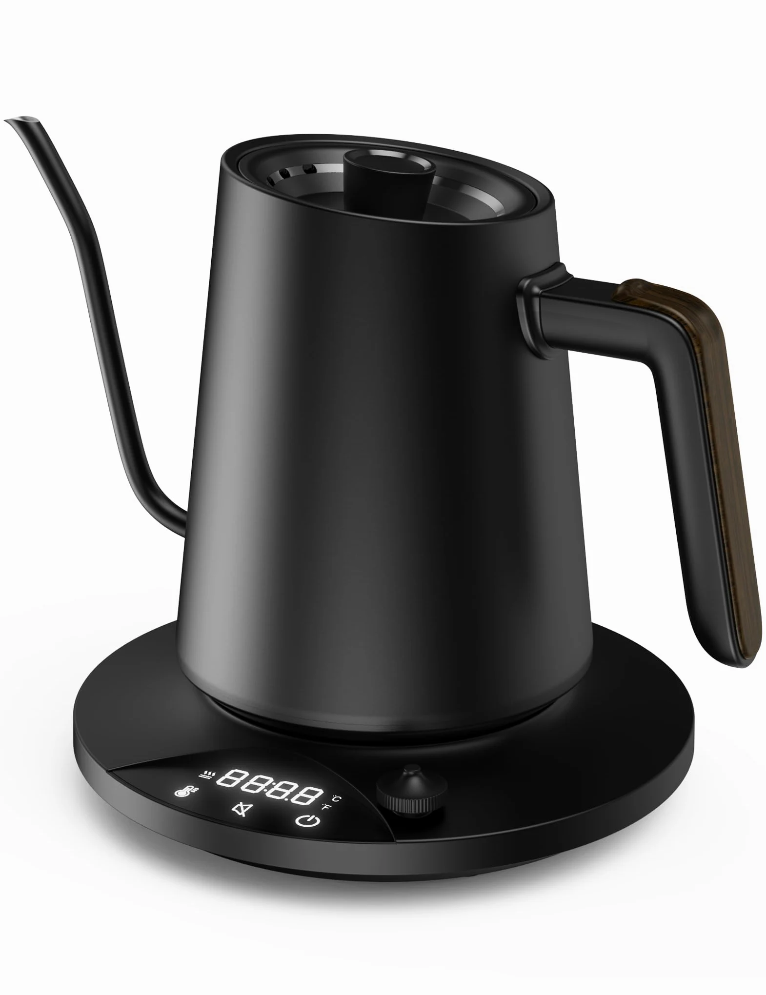 Hervidor de agua de acero inoxidable con ajuste de temperatura, hervidor de cuello de cisne, 24-horas tetera eléctrica con indicador de temperatura, hervidor de café, 0,9L, 1200W