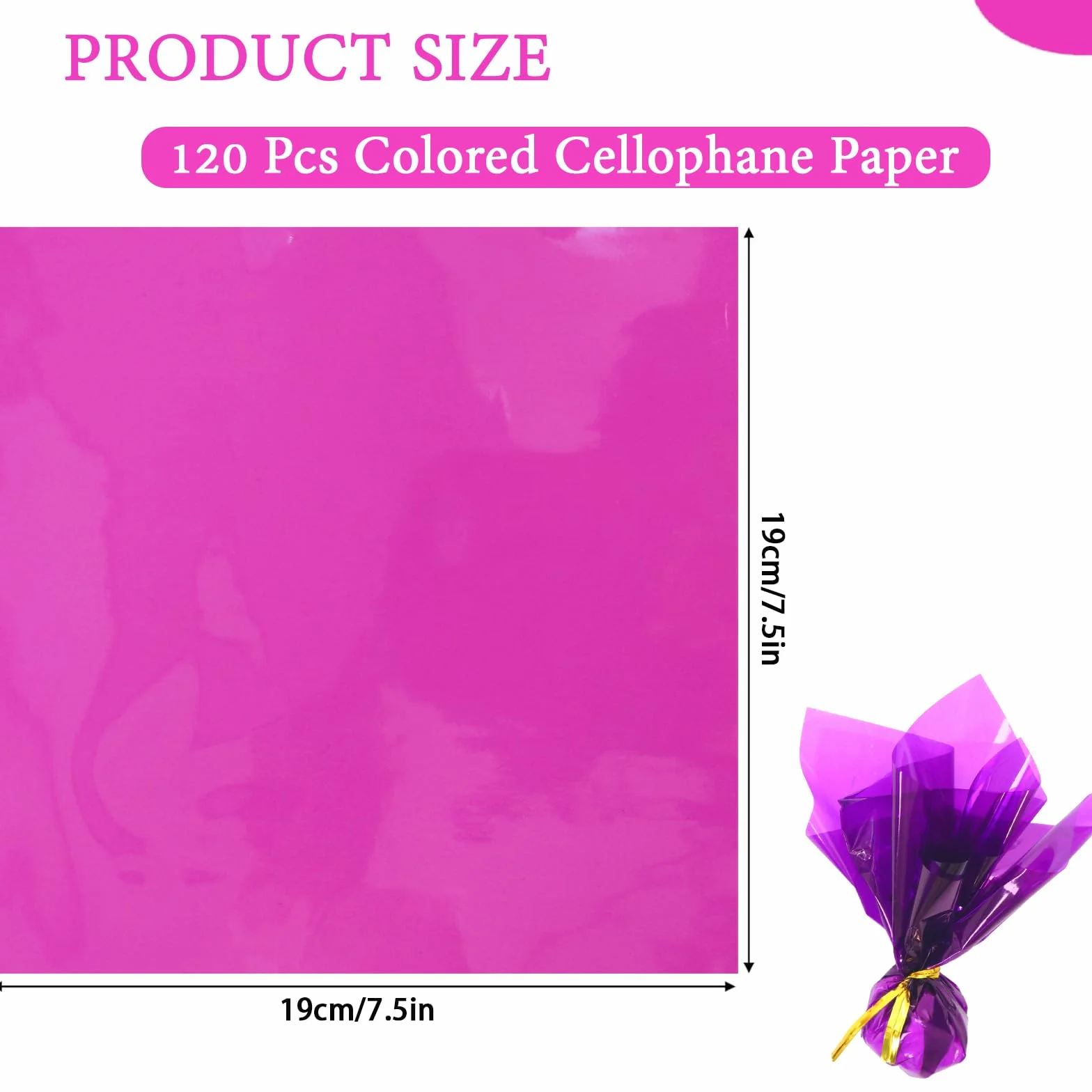 papel celofan colores para Manualidades, 120 Hojas papel celofan transparente, 8 Colores, 7.5x7.5 pulgadas, Plástico Transparente papel celofan,Adecuado para Navidad, envolver regalos DIY