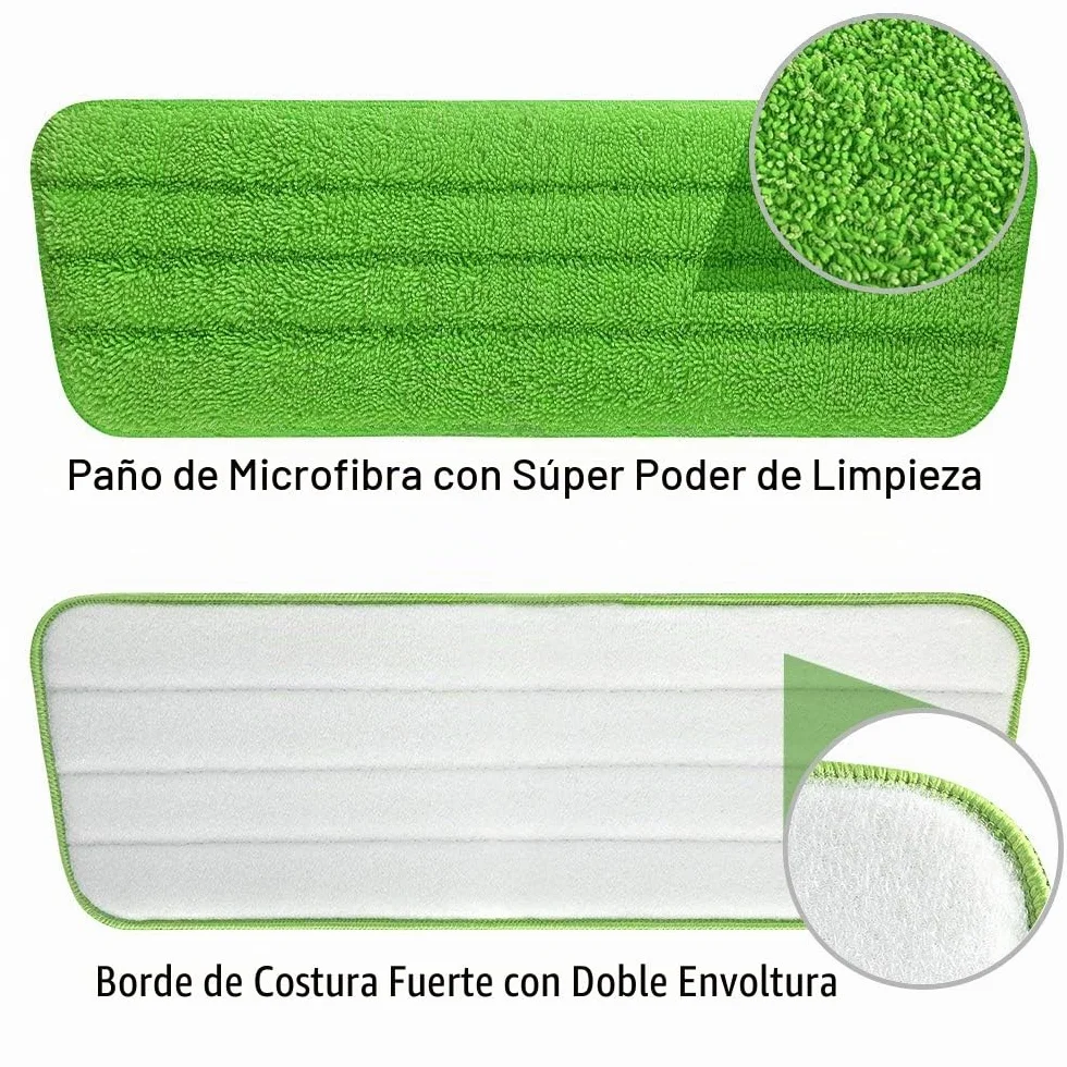 URAQT Almohadilla de fregona, Paquete de 3 Almohadillas de Limpieza de Microfibra, paño de fregona de Velcro, Almohadilla de mopa húmeda y Seca, Alta absorción de Agua, Repuesto para fregonas Planas