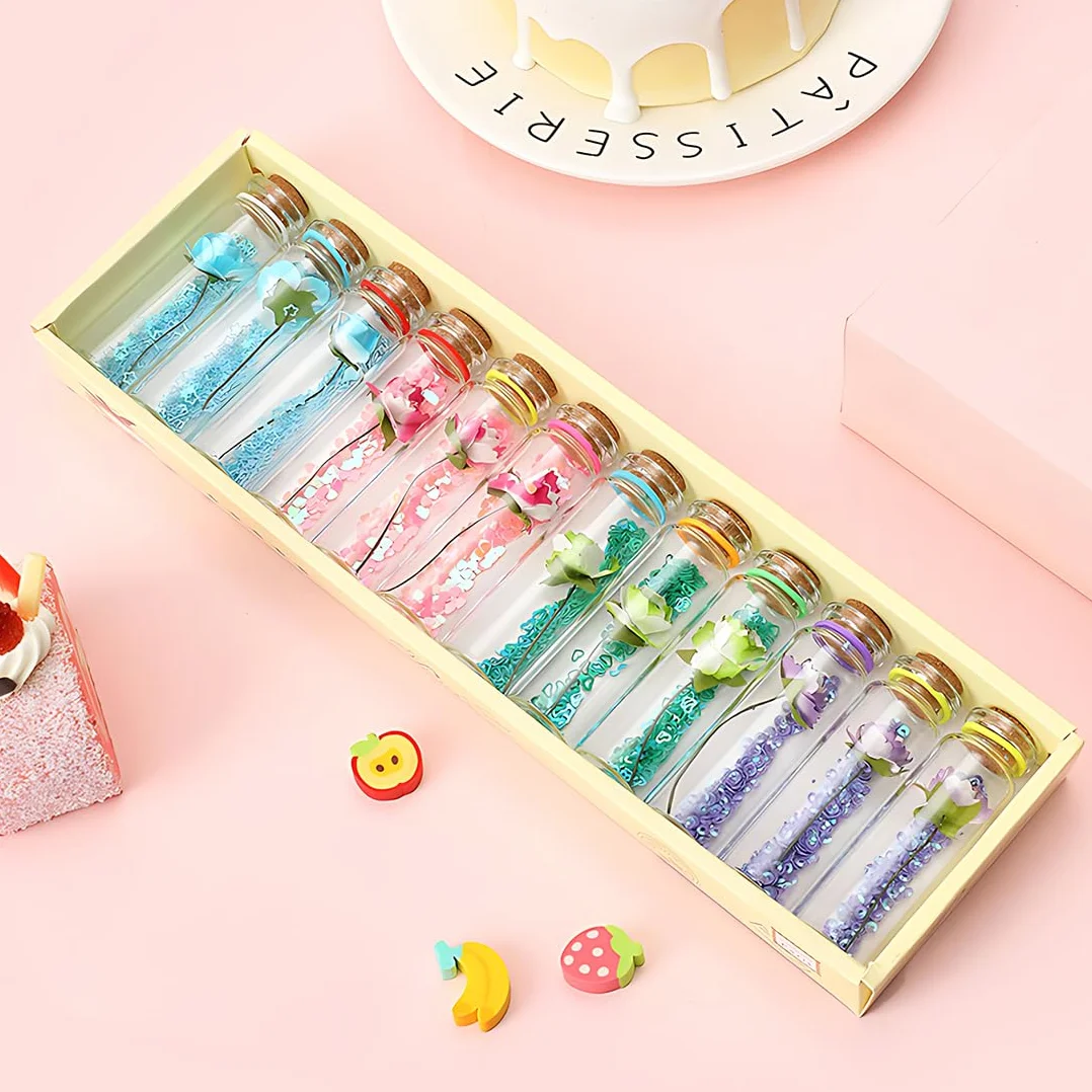 Botella de los Deseos de Vidrio, romántico, Regalo para él, Ella, Botella de Cristal en Miniatura con Corcho, Encantador Regalo de Boda, día de San Valentín， Aniversario de Bodas(12 Botella)