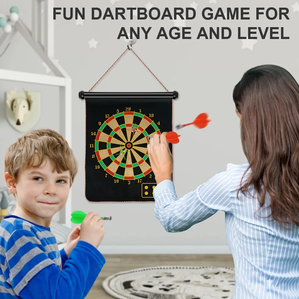 Flintronic Juego de Tablero de Dardos Magnético para Niños 12" 15" 17" con 14 Dardos