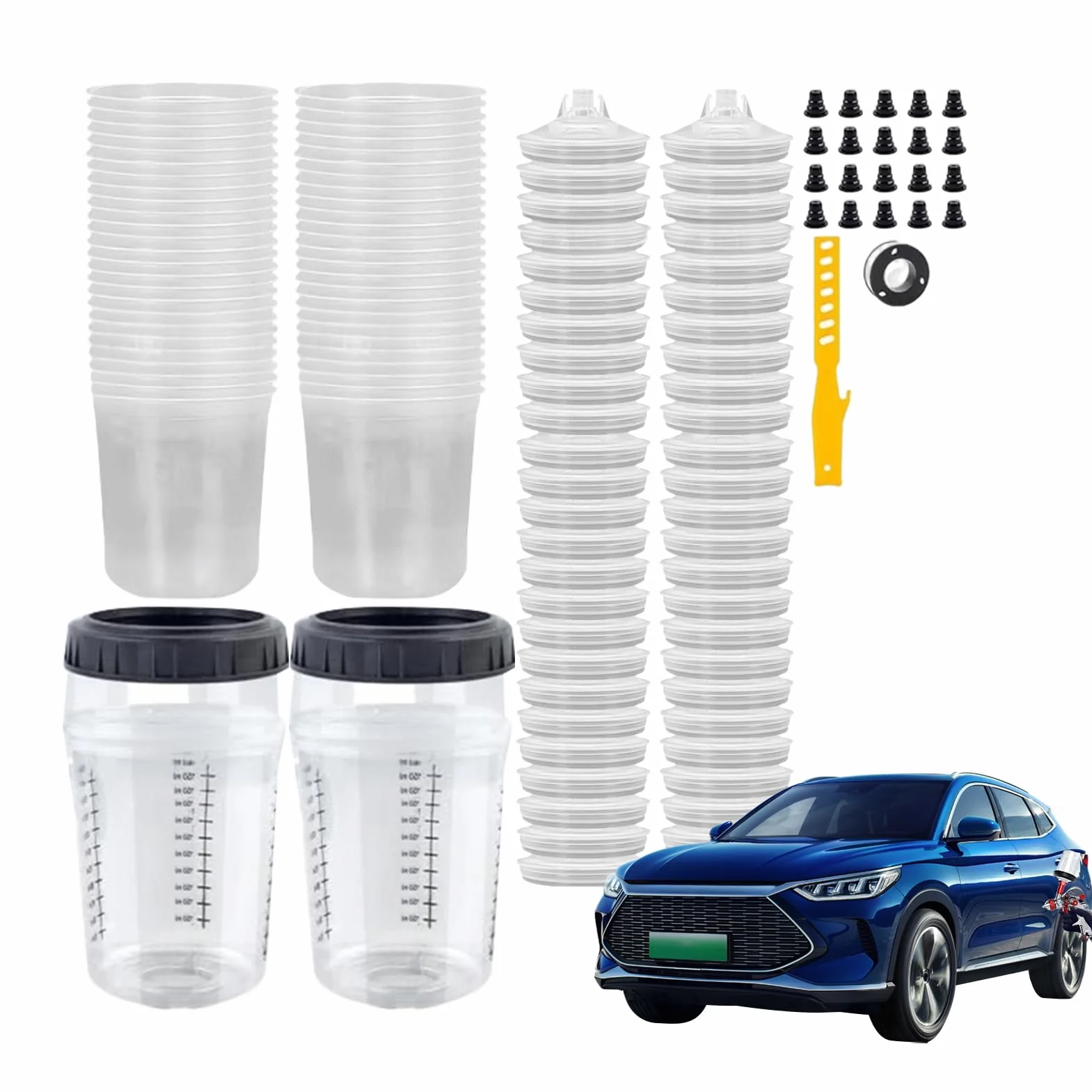 Vasos De Mezcla De Pintura Para Automóviles Vasos De Mezcla De Pintura Con | Contenedor Compacto Multifuncional Transparente Para Renovación De Automóviles, Modelismo Y