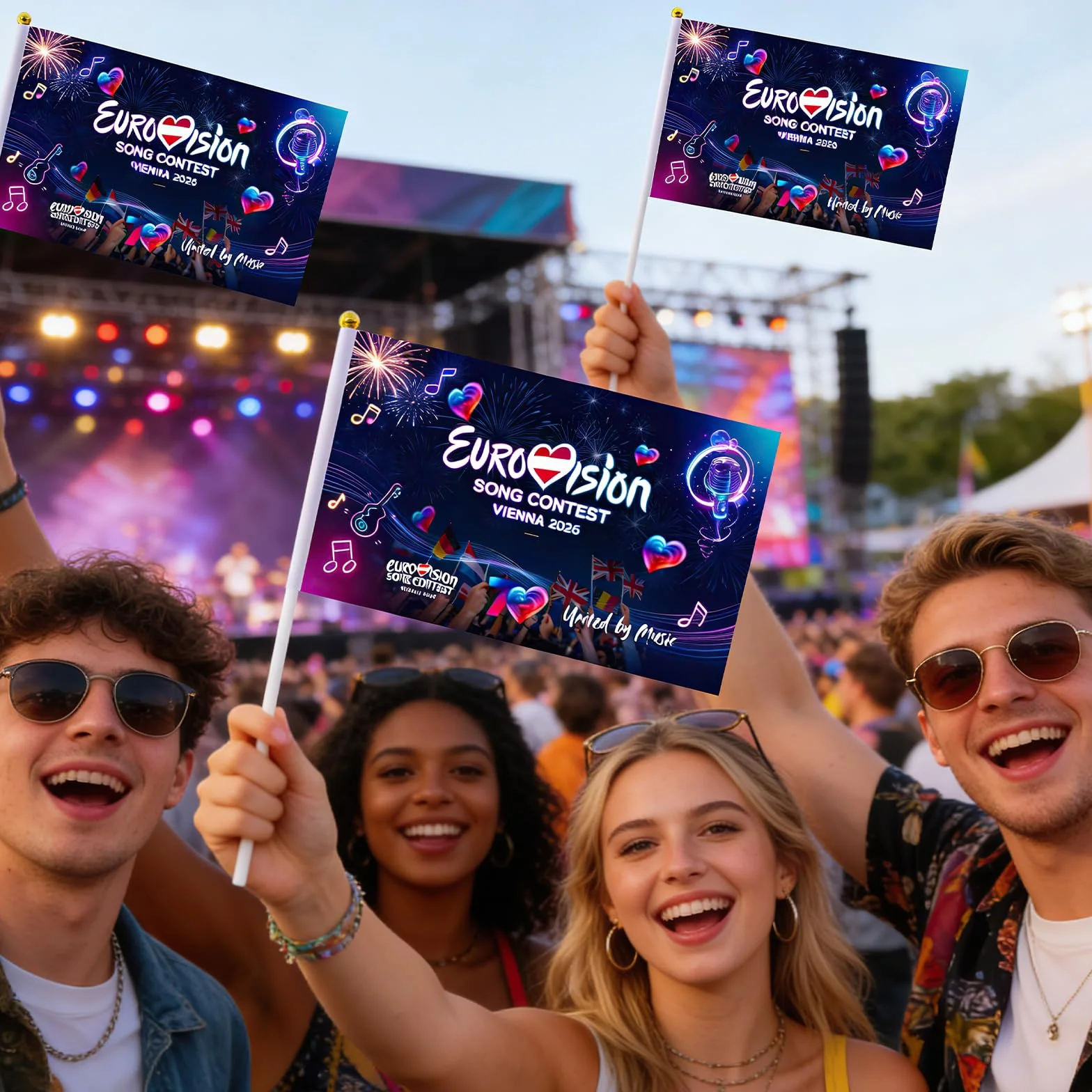 Eurovisión 2026 decoraciones fiesta mini banderas hechas a mano Concurso Canción