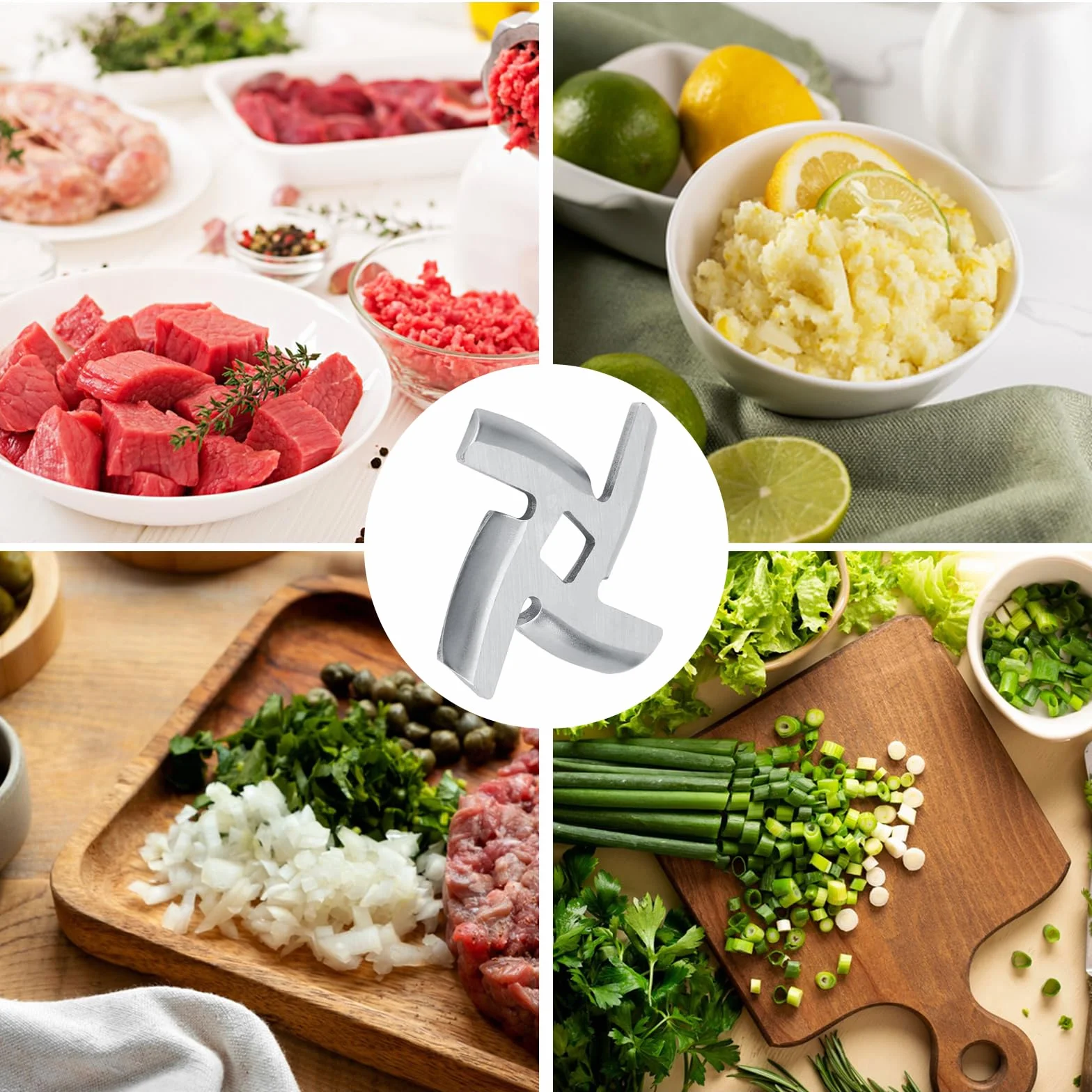 2 piezas picadora de carne placa cuchilla, Accesorios para molinos de carne